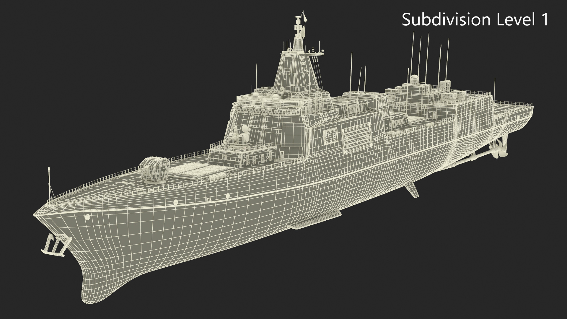 Modern Naval Destroyer Ship 3D