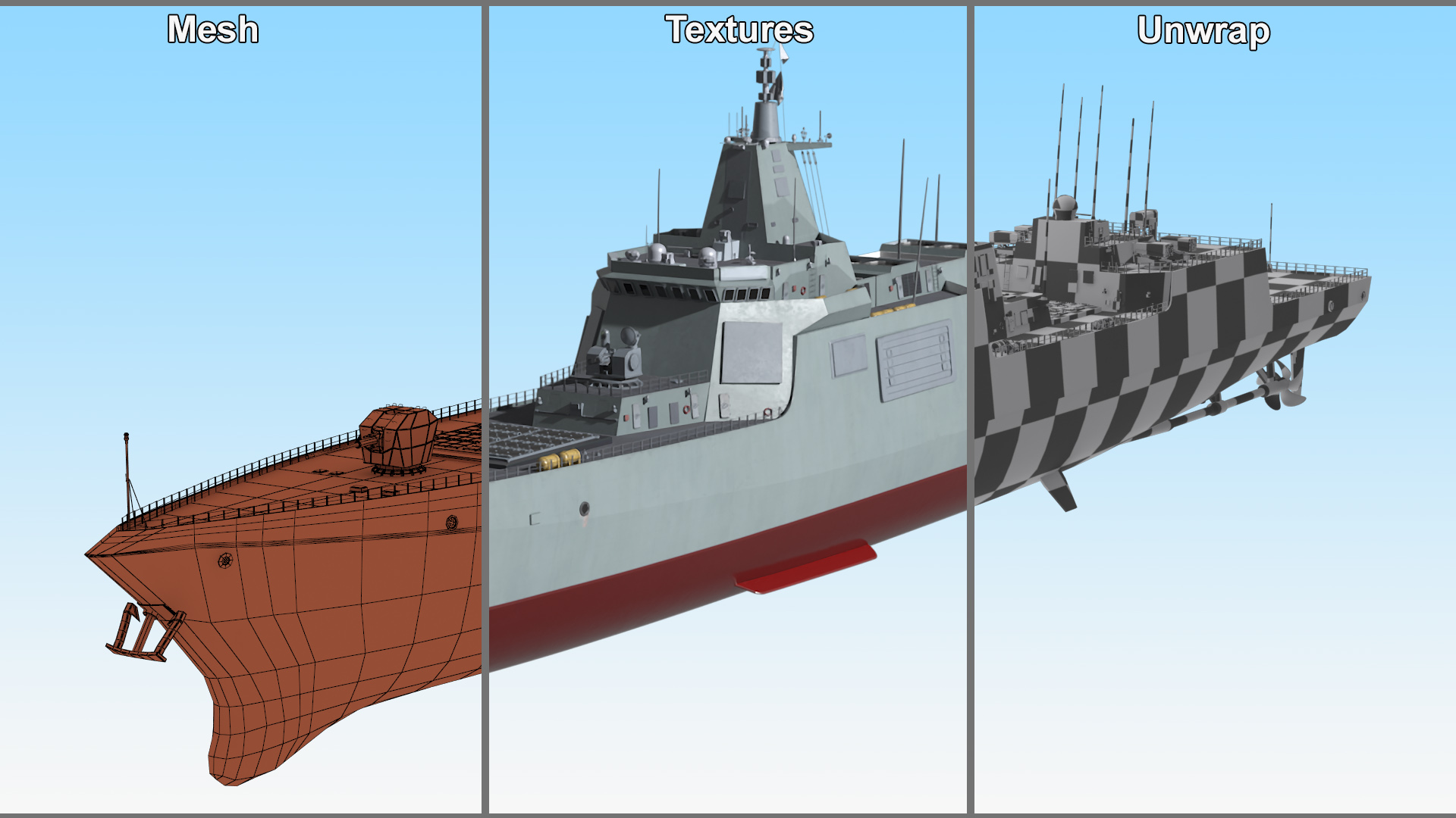 Modern Naval Destroyer Ship 3D