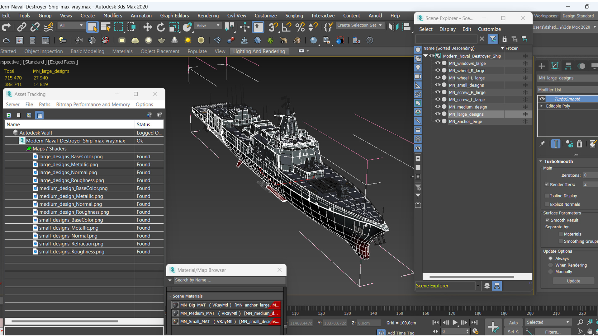 Modern Naval Destroyer Ship 3D