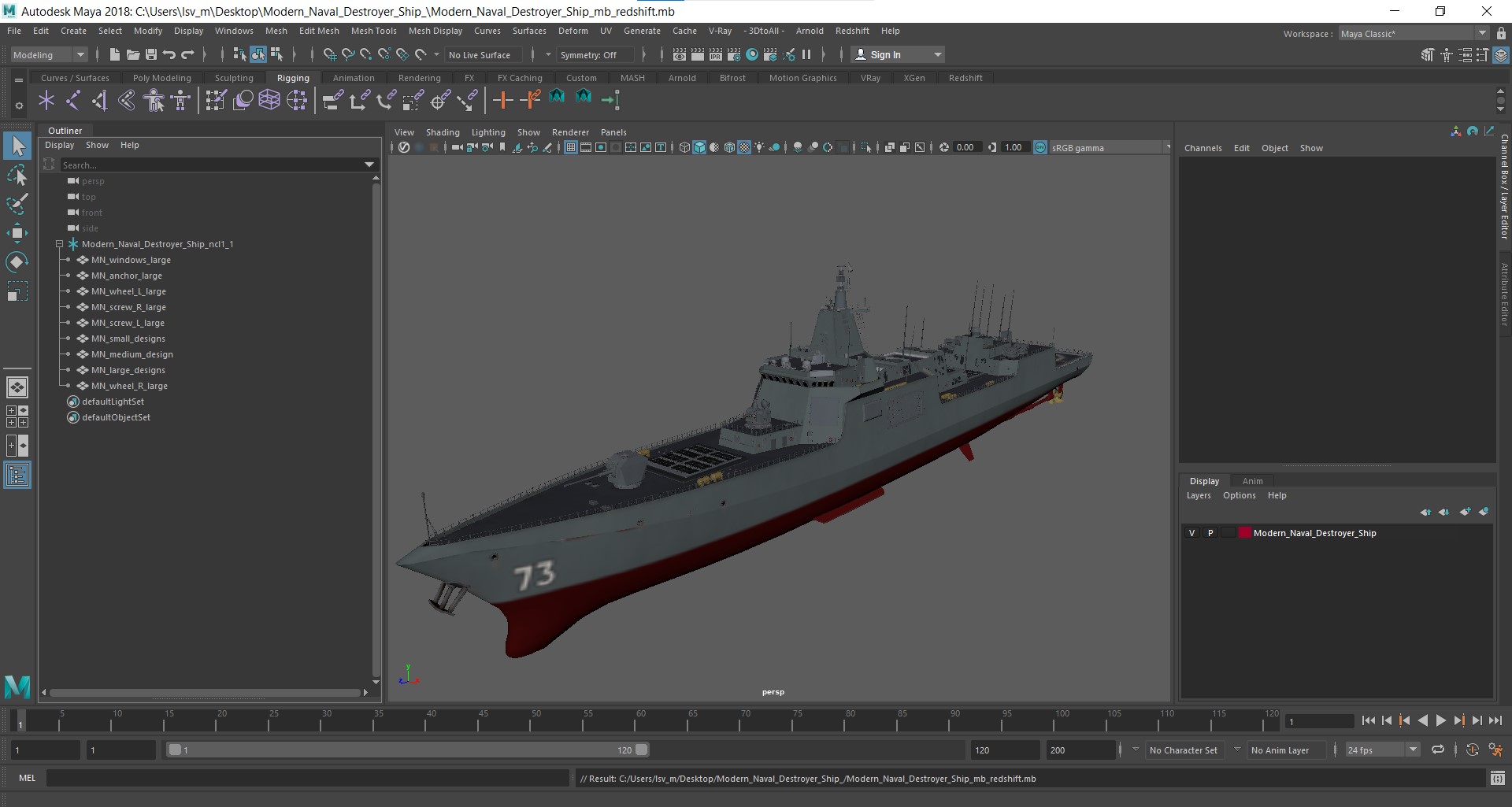 Modern Naval Destroyer Ship 3D