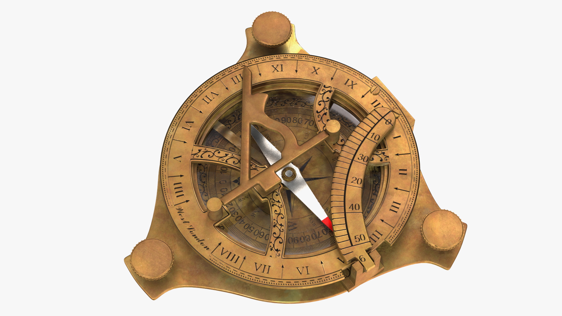 3D Antique Aged Compass with Sundial model