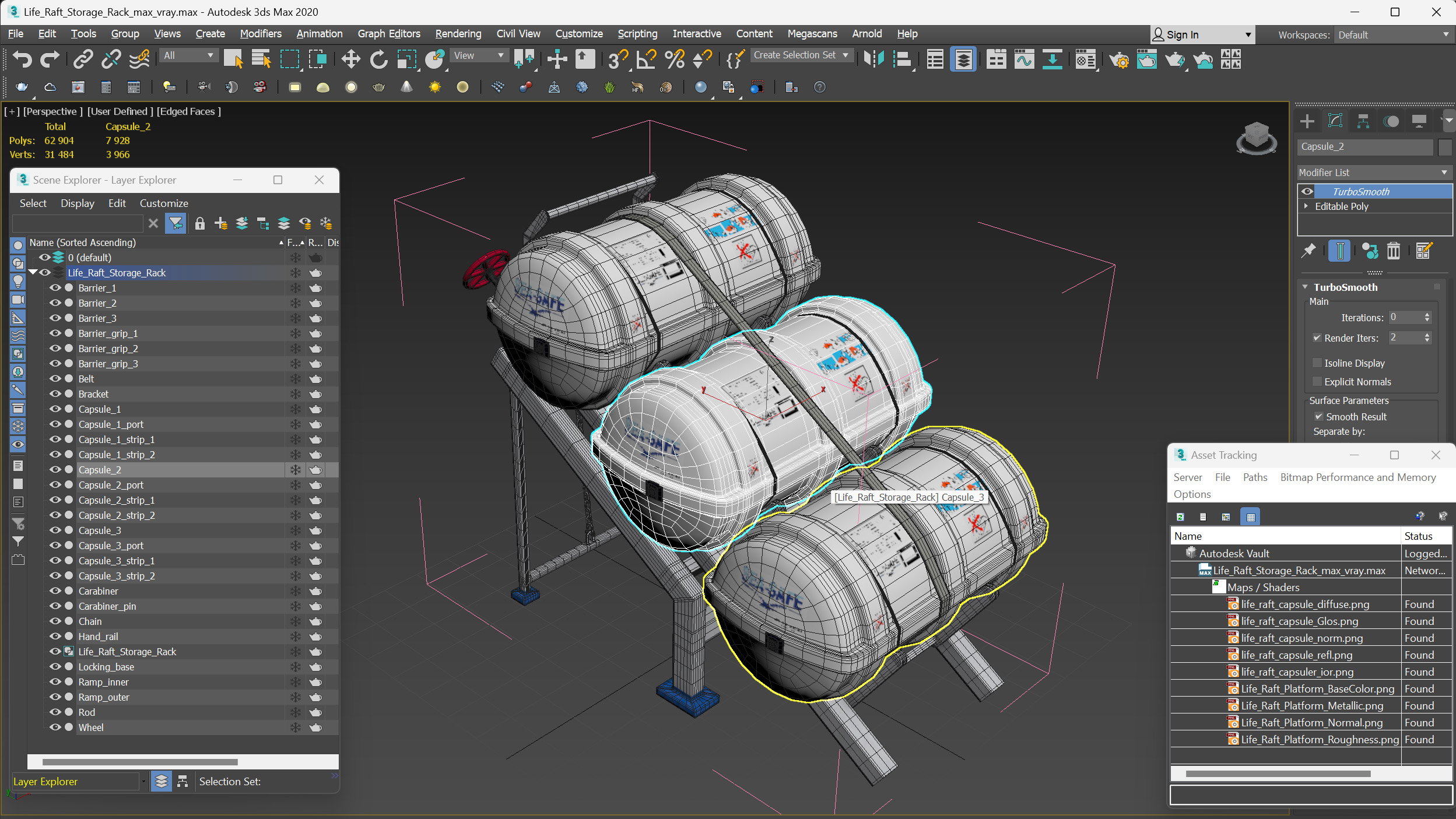 Life Raft Storage Rack 3D