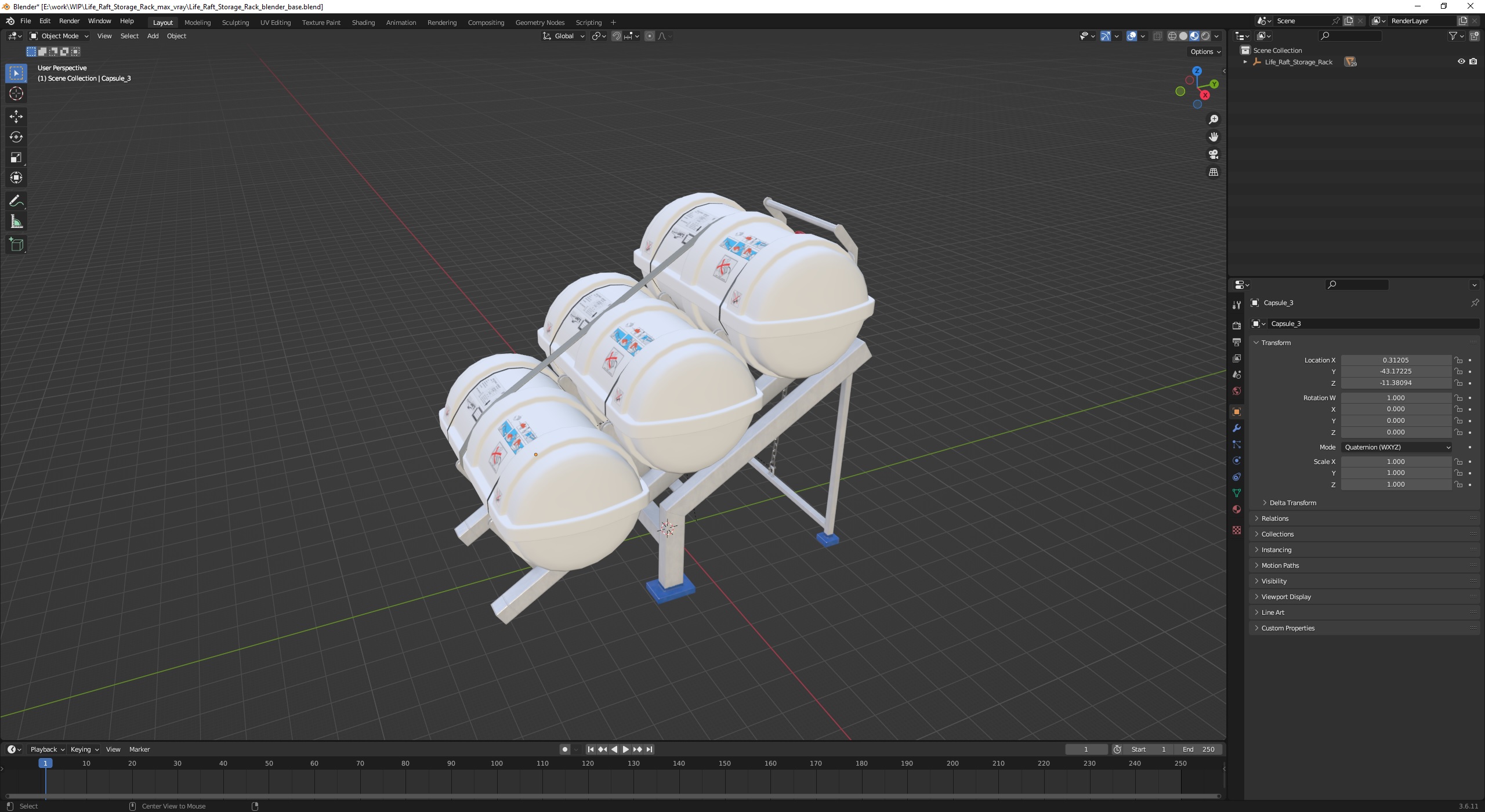 Life Raft Storage Rack 3D