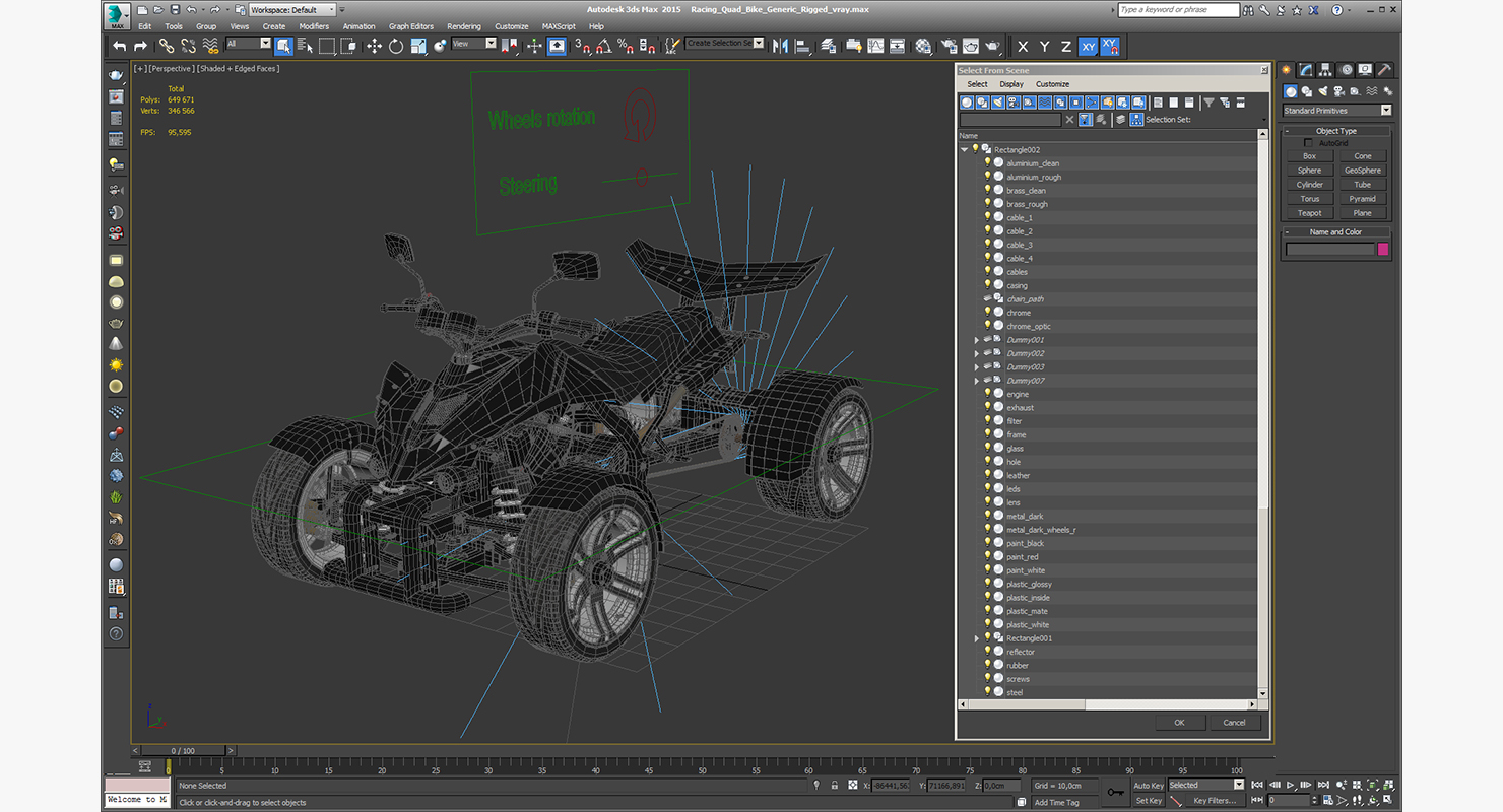 3D Racing Quad Bike Generic Rigged