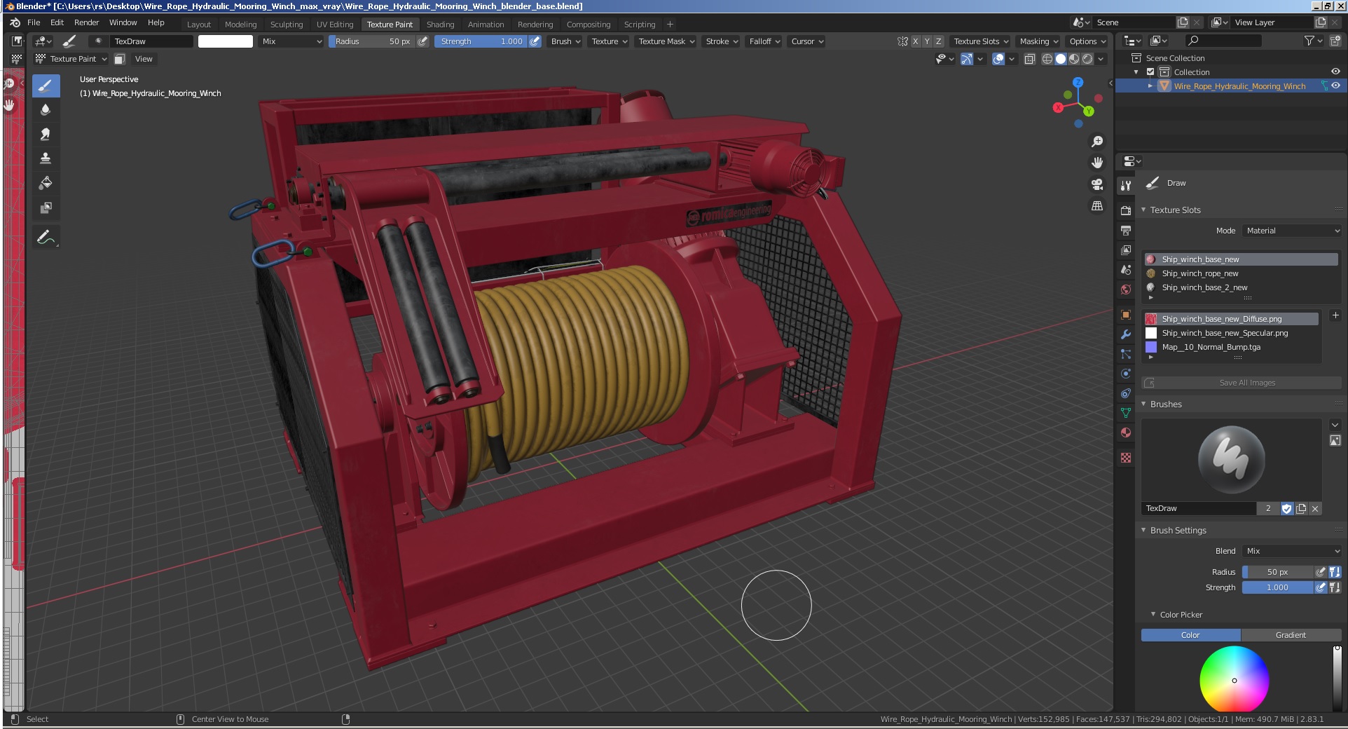 3D Wire Rope Hydraulic Mooring Winch model