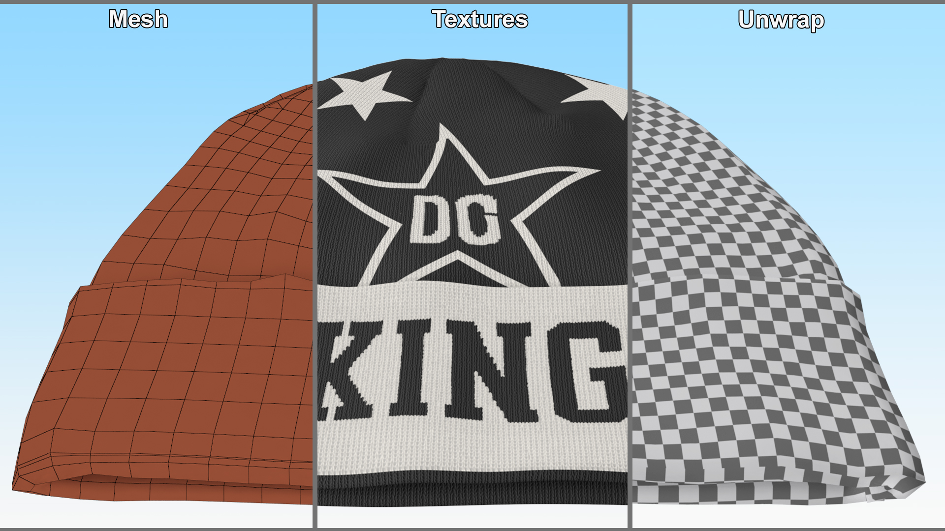 3D model Dolce and Gabbana Winter Patterned Beanie Hat