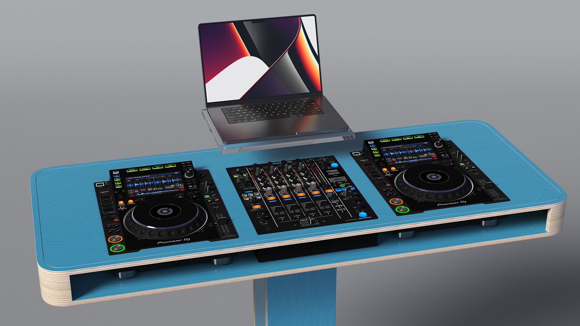 3D Blue DJ Booth model