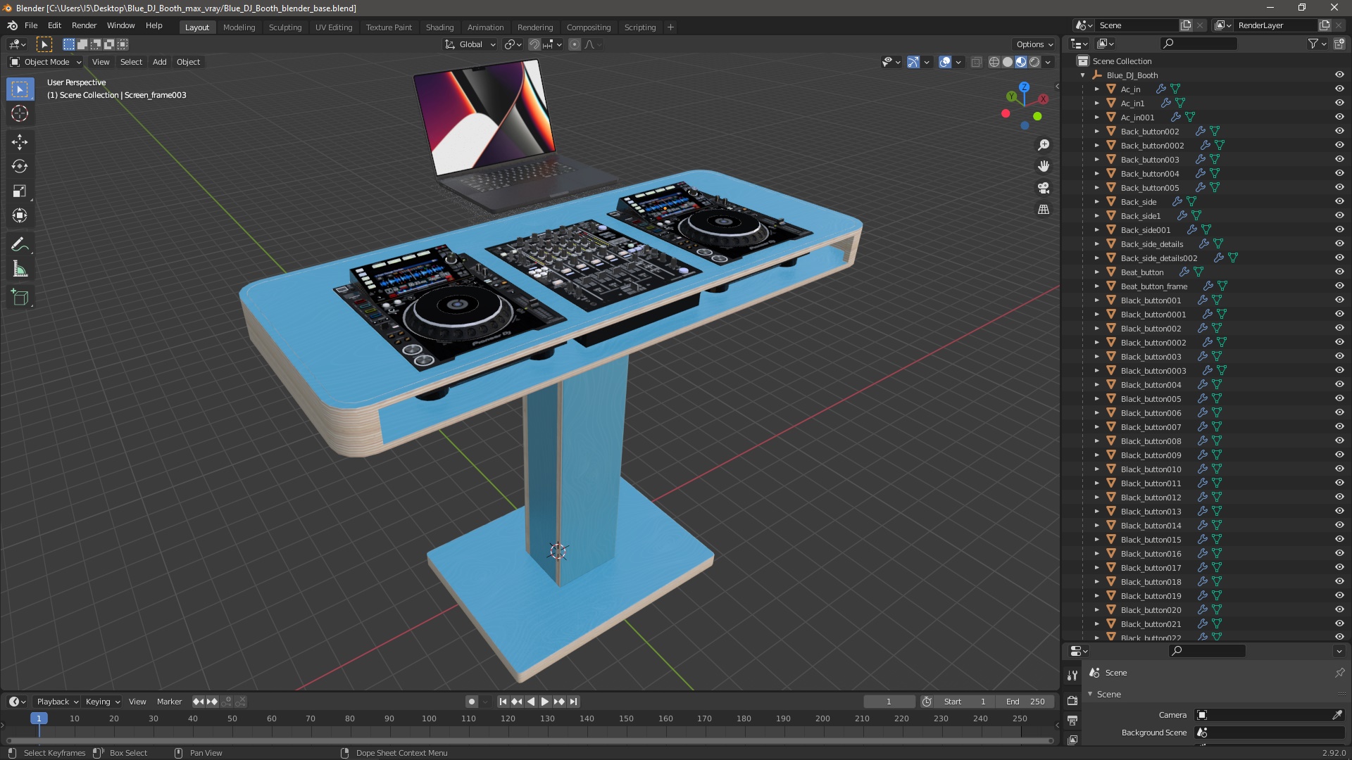 3D Blue DJ Booth model