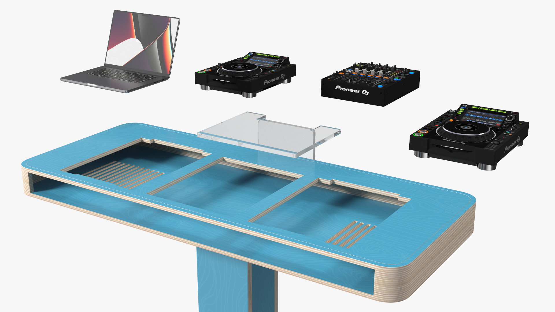 3D Blue DJ Booth model