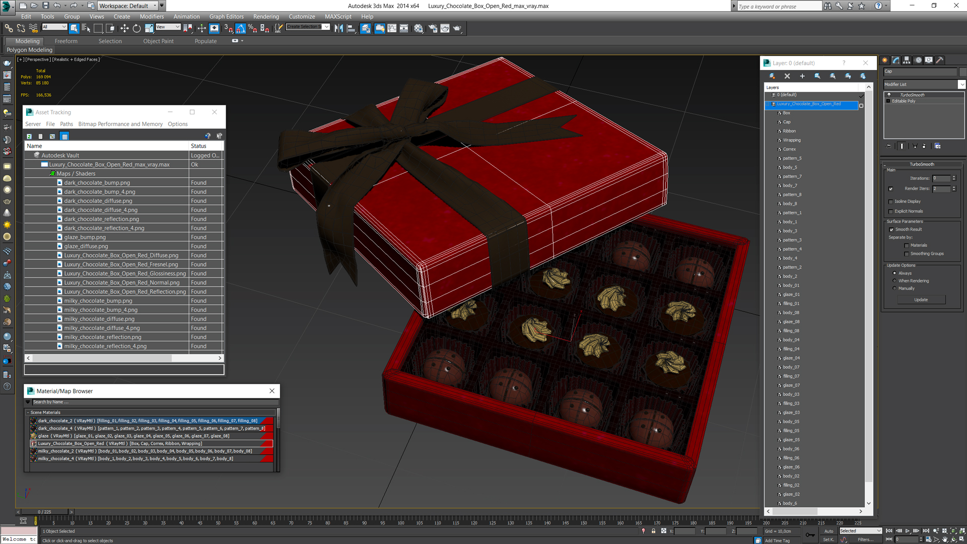 Luxury Chocolate Box Open Red 3D model