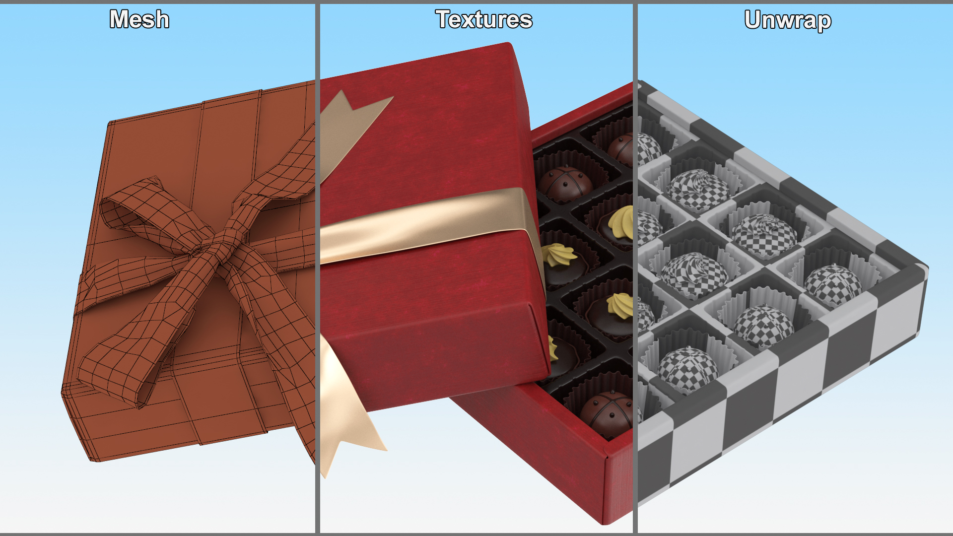 Luxury Chocolate Box Open Red 3D model