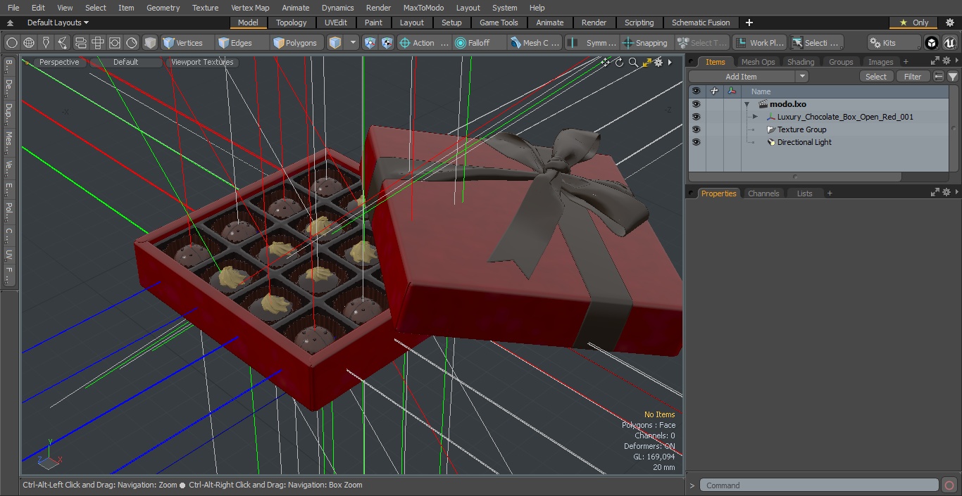 Luxury Chocolate Box Open Red 3D model