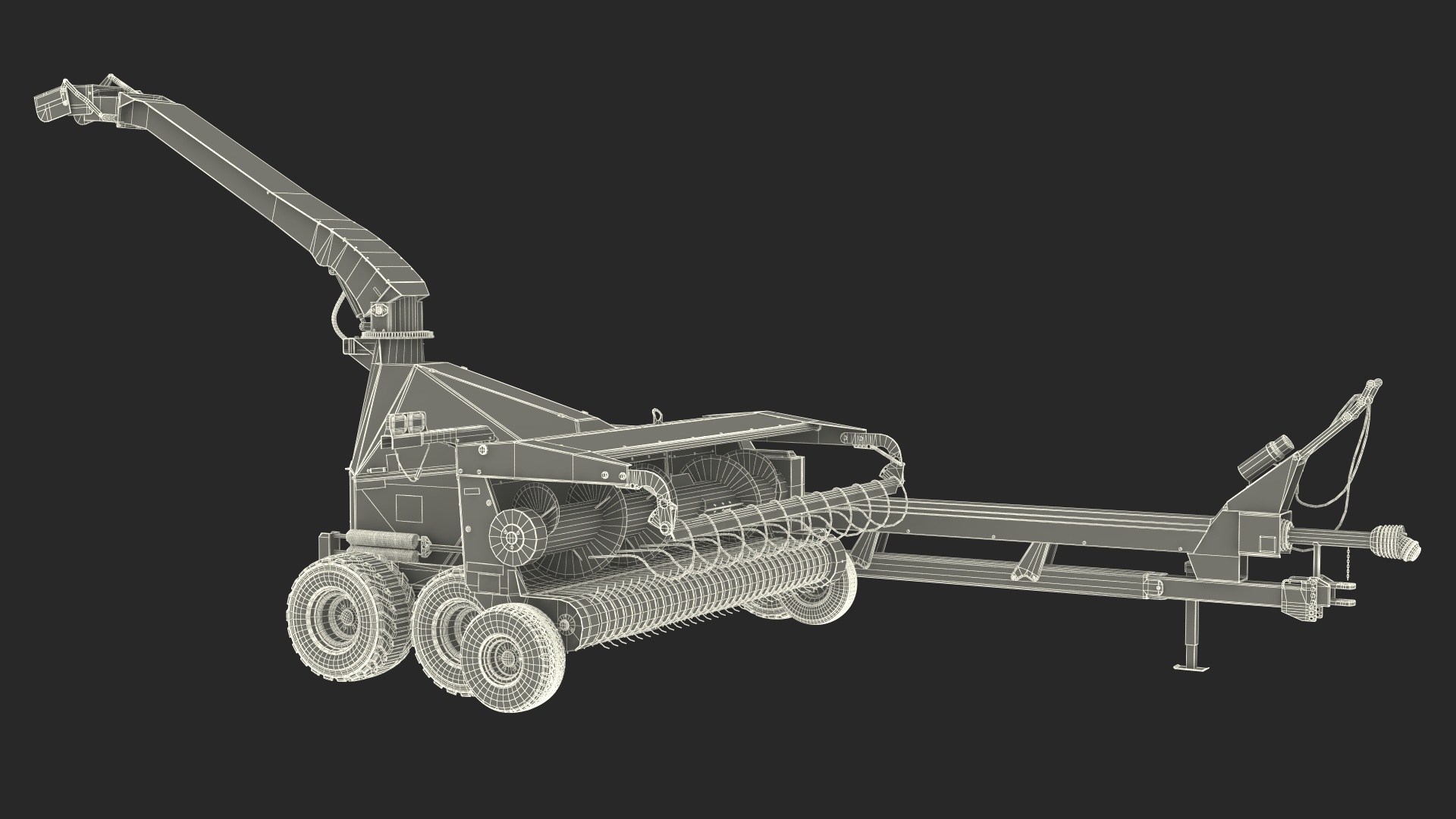 Forage Harvester with Dump Trailer 3D model