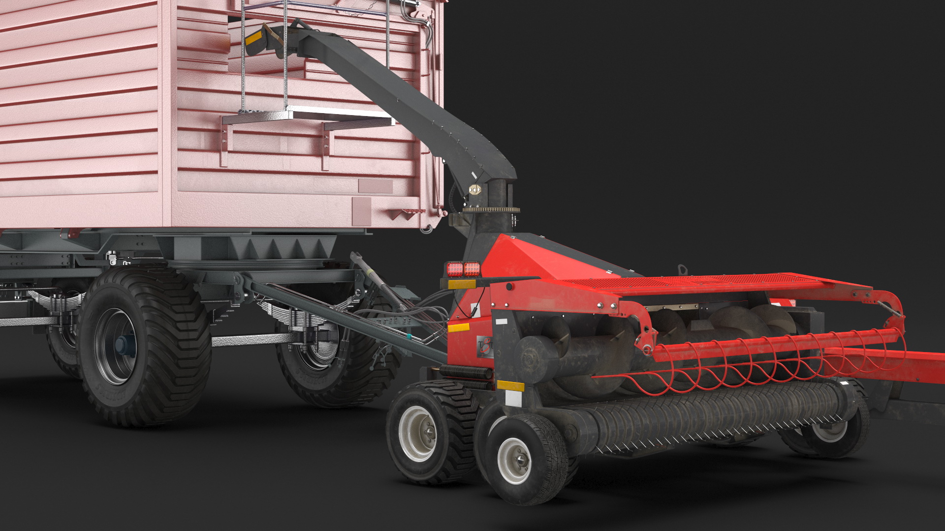 Forage Harvester with Dump Trailer 3D model