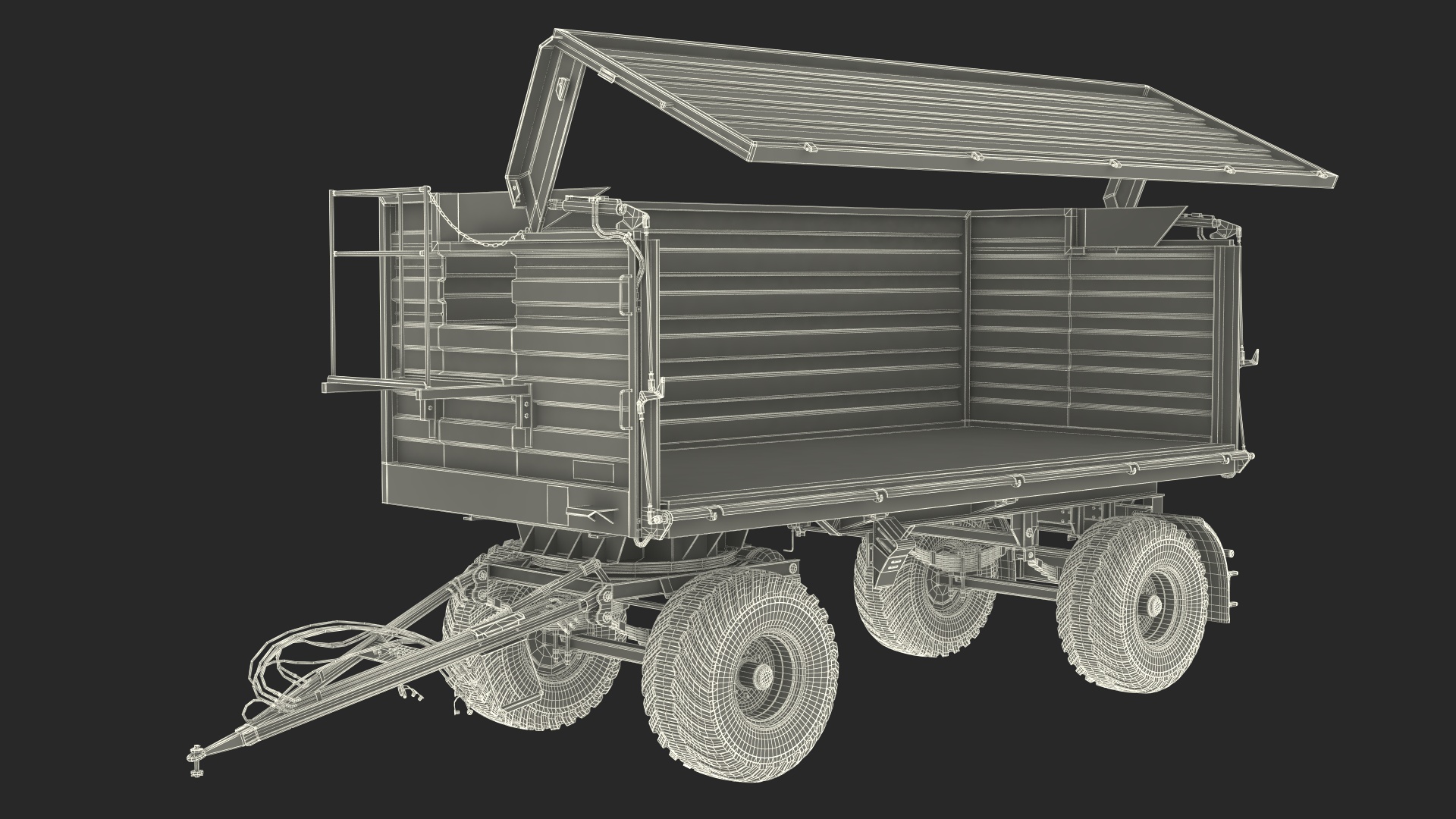 Forage Harvester with Dump Trailer 3D model