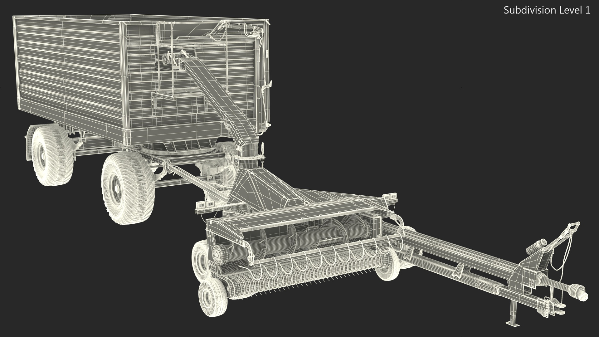 Forage Harvester with Dump Trailer 3D model