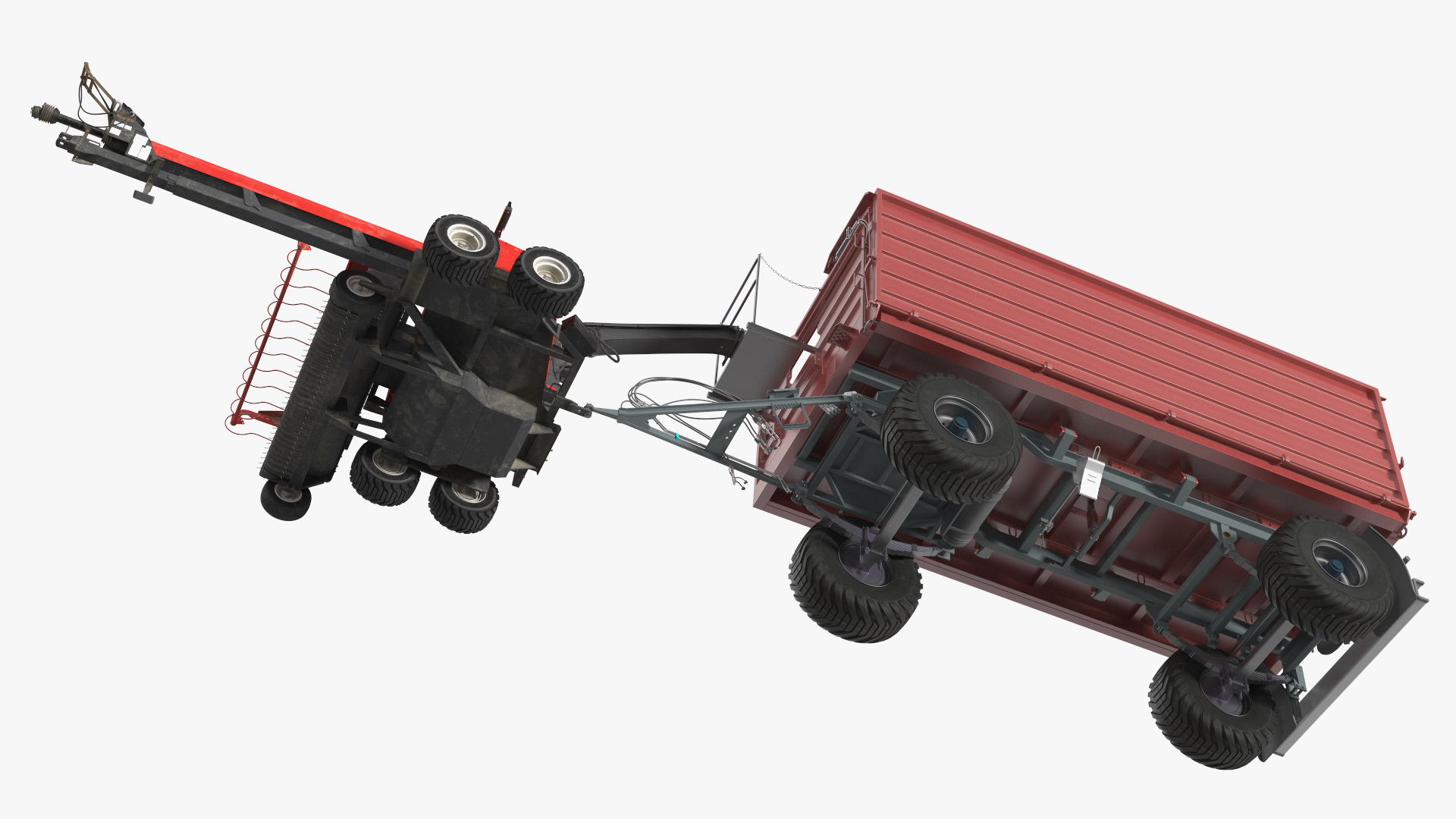 Forage Harvester with Dump Trailer 3D model