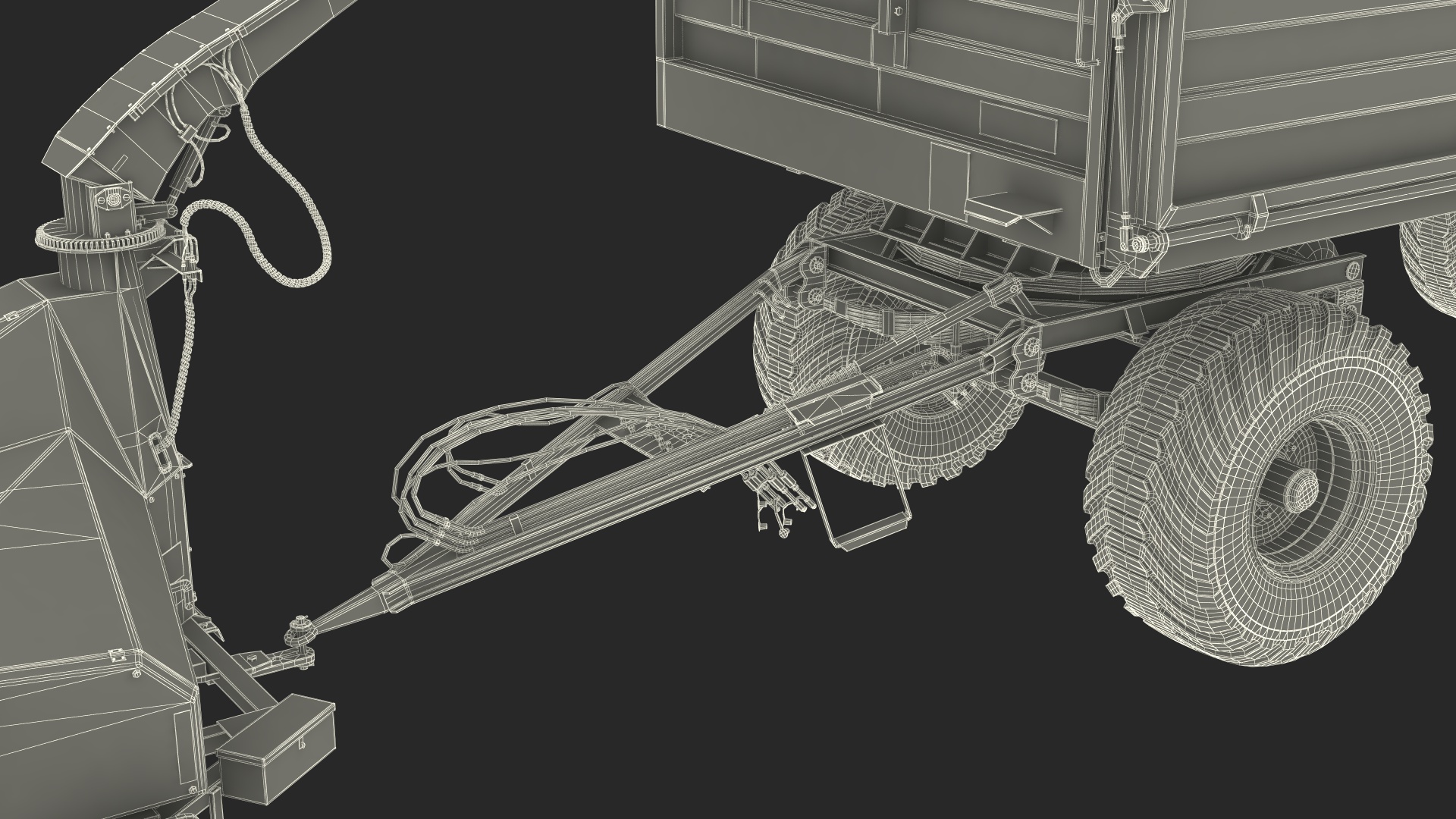 Forage Harvester with Dump Trailer 3D model