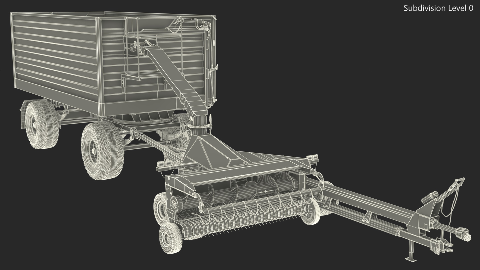 Forage Harvester with Dump Trailer 3D model