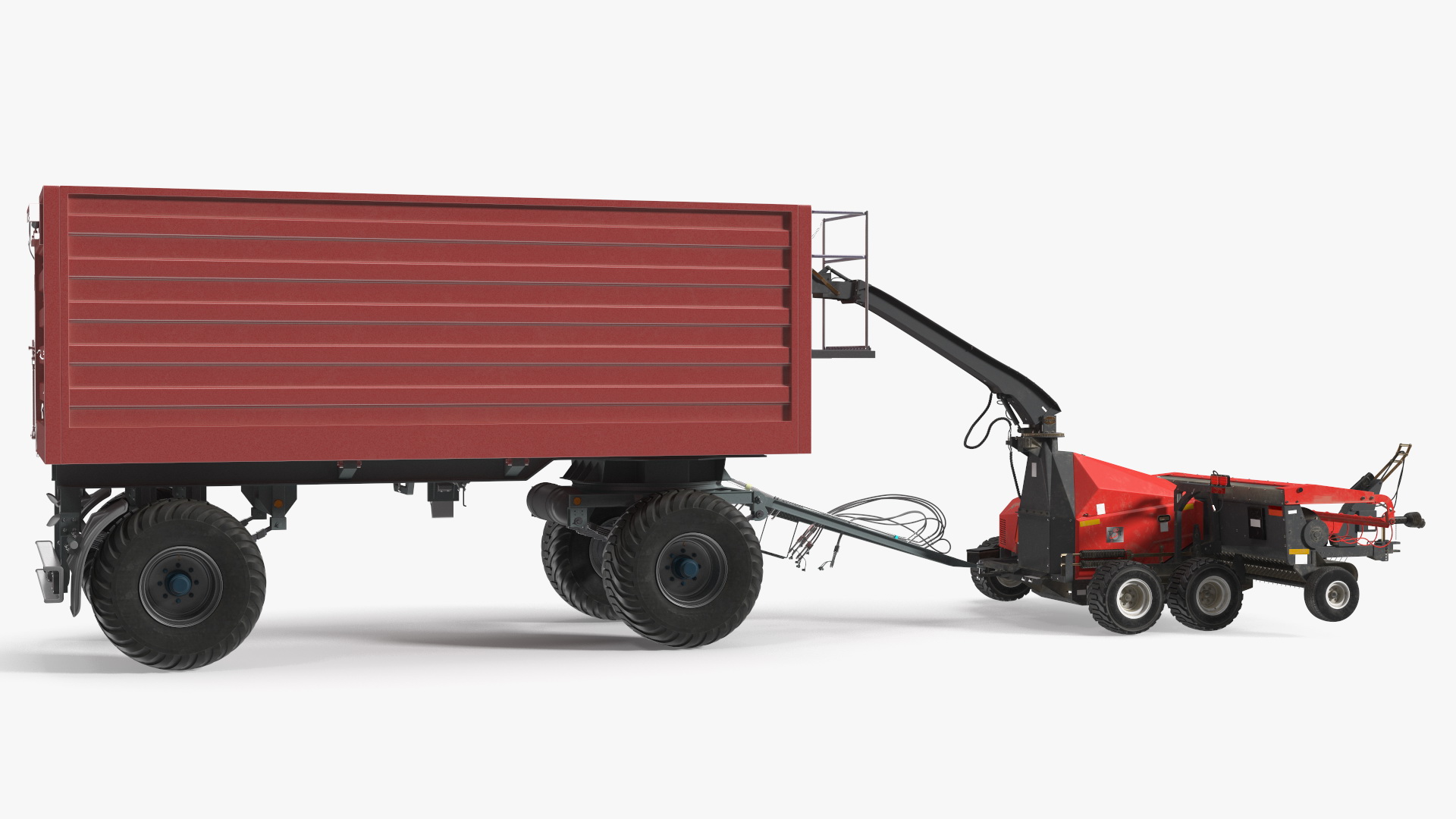 Forage Harvester with Dump Trailer 3D model