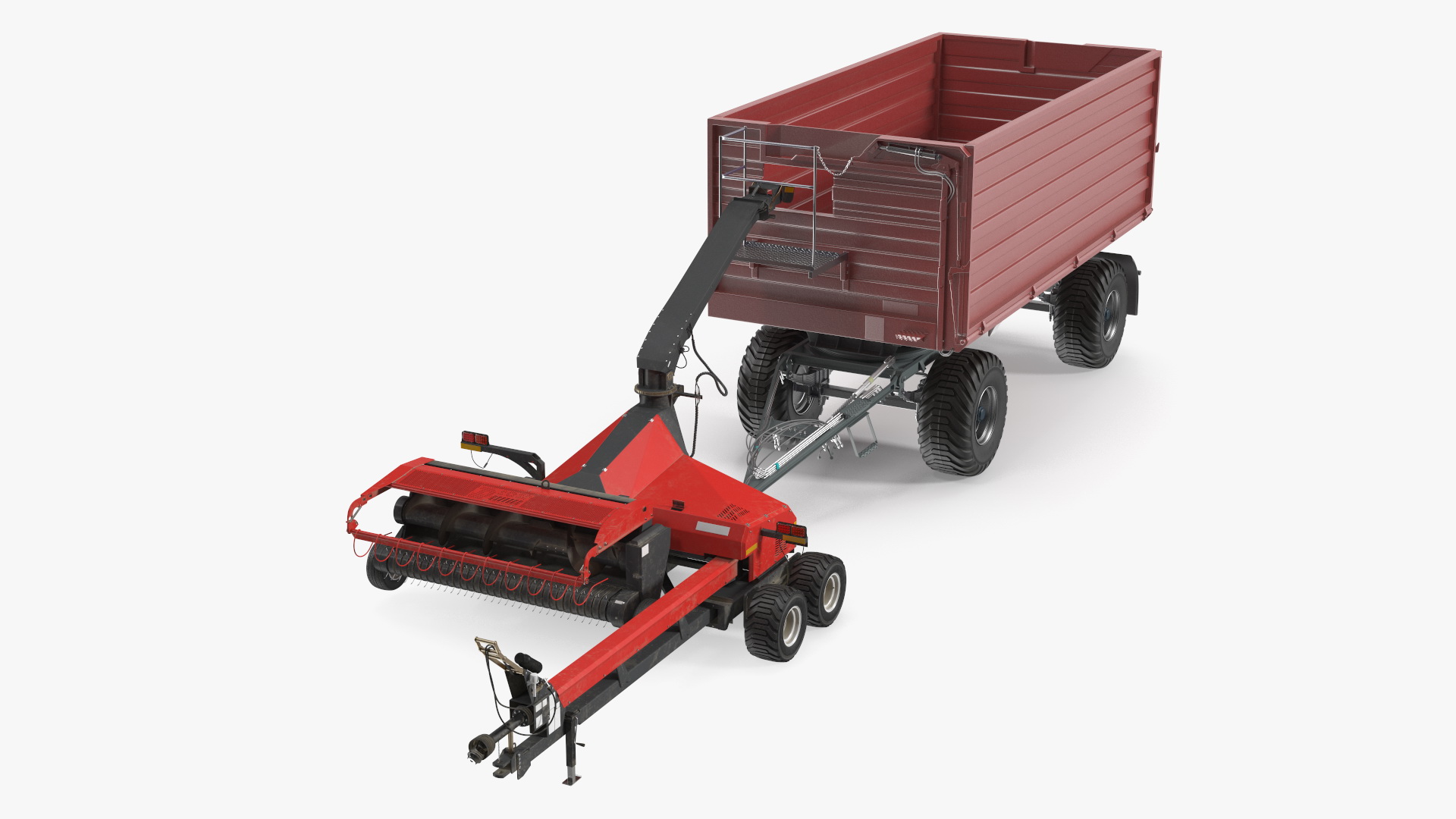 Forage Harvester with Dump Trailer 3D model