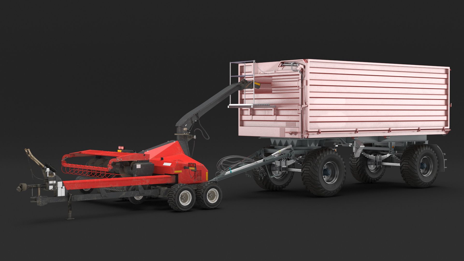 Forage Harvester with Dump Trailer 3D model