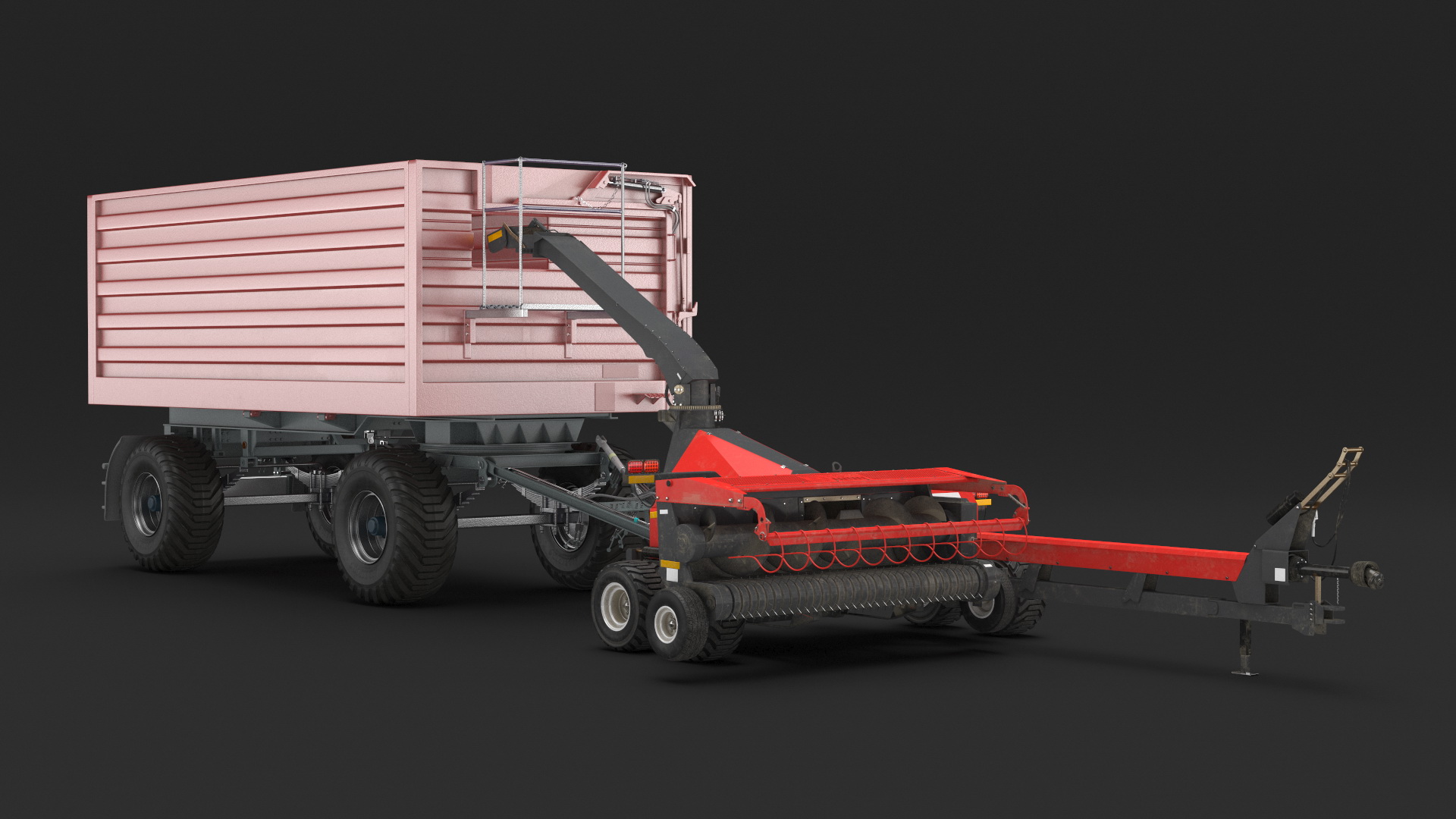 Forage Harvester with Dump Trailer 3D model