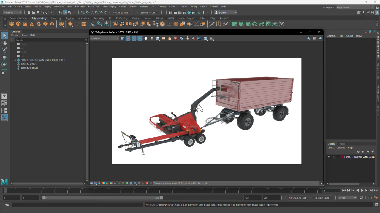 Forage Harvester with Dump Trailer 3D model