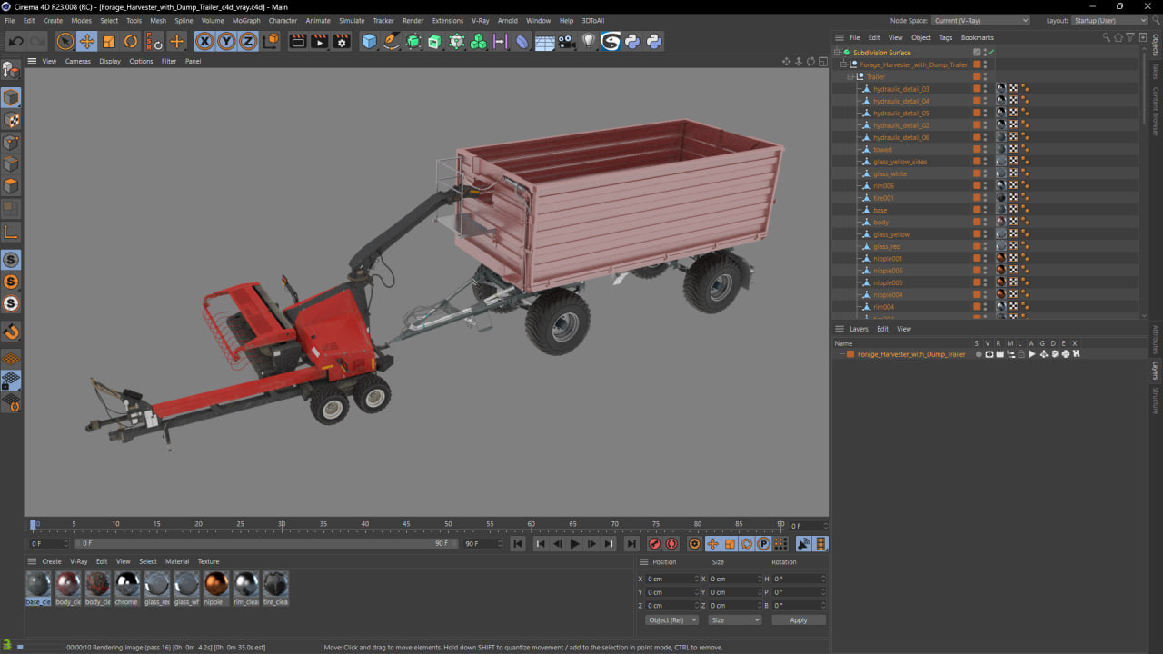 Forage Harvester with Dump Trailer 3D model