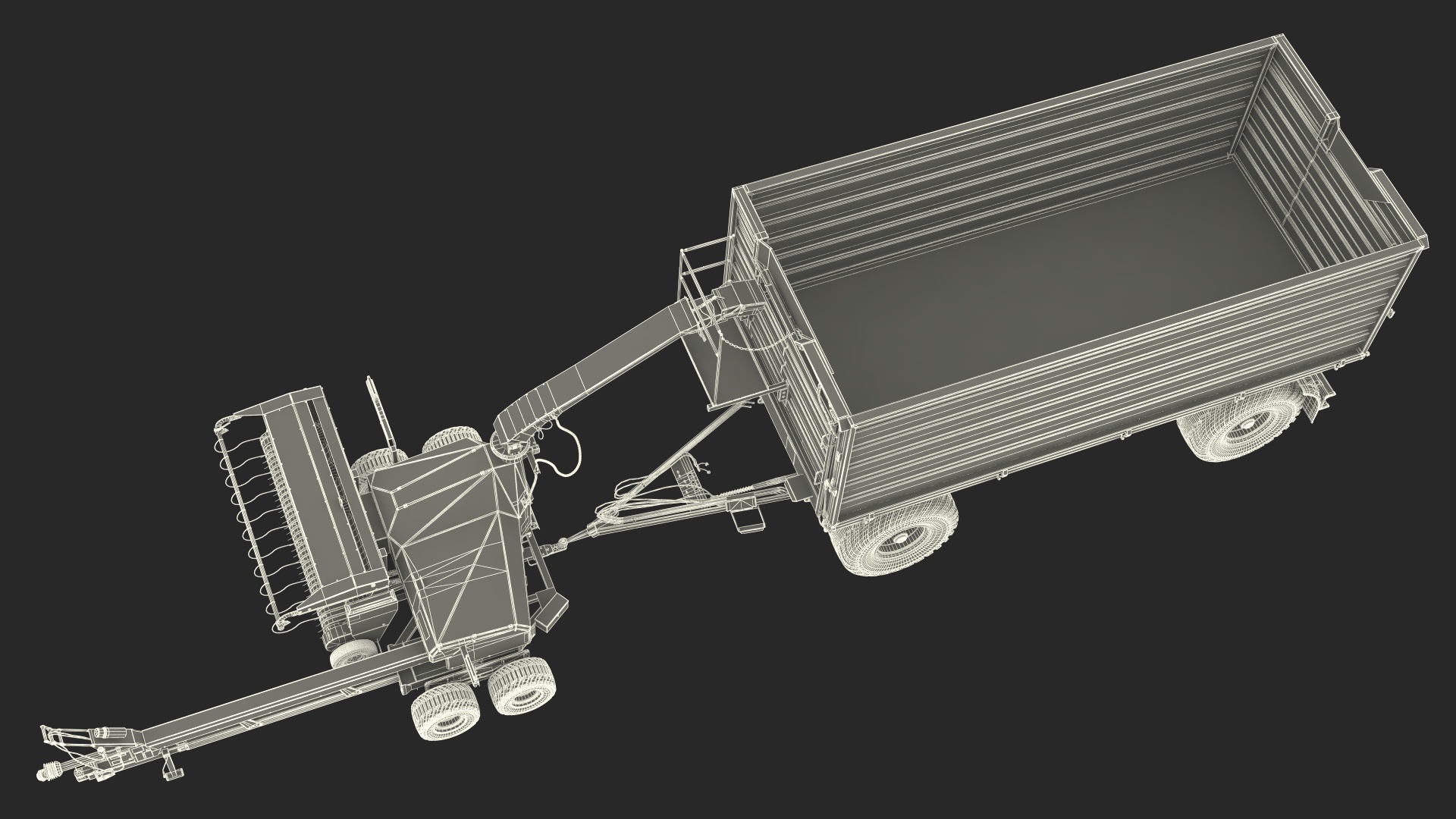 Forage Harvester with Dump Trailer 3D model