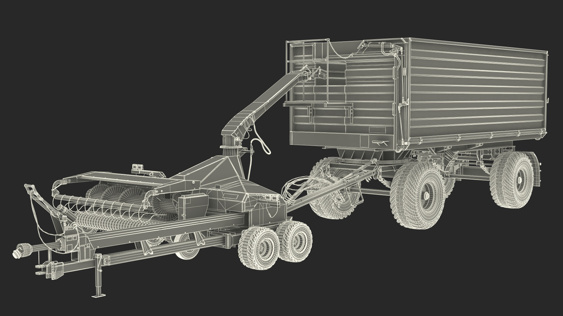 Forage Harvester with Dump Trailer 3D model