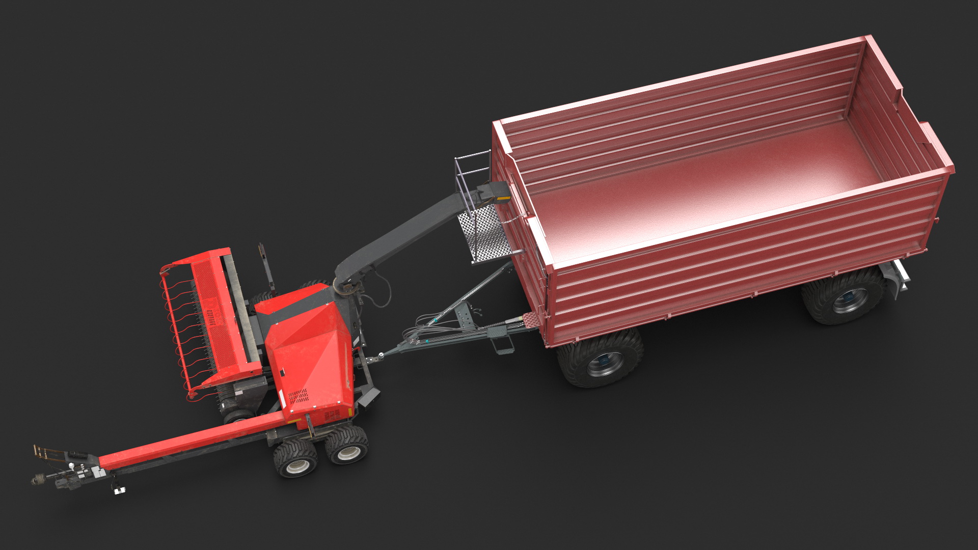 Forage Harvester with Dump Trailer 3D model