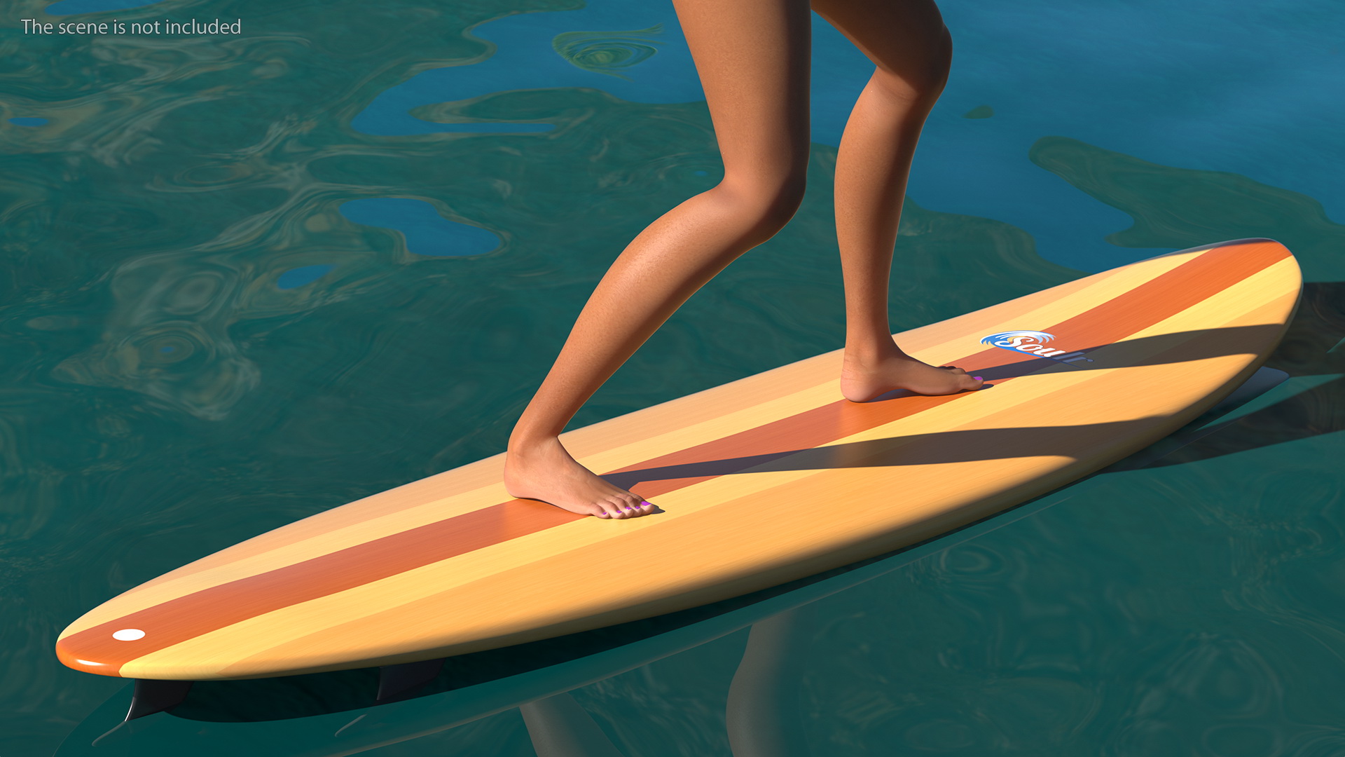 Black Woman On Surfboard 3D model