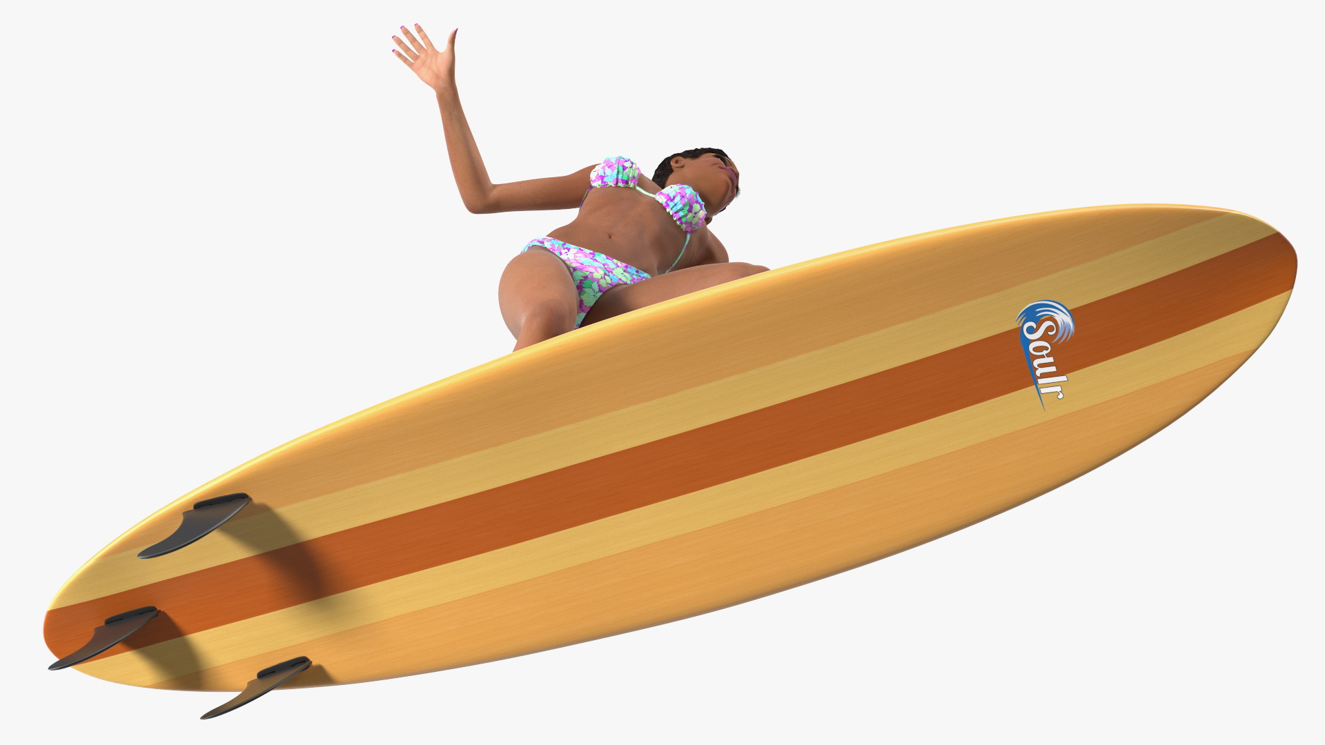 Black Woman On Surfboard 3D model