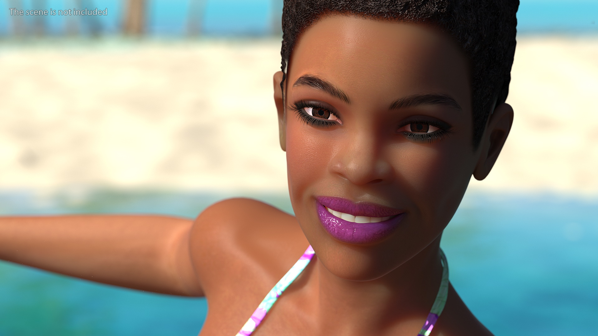 Black Woman On Surfboard 3D model