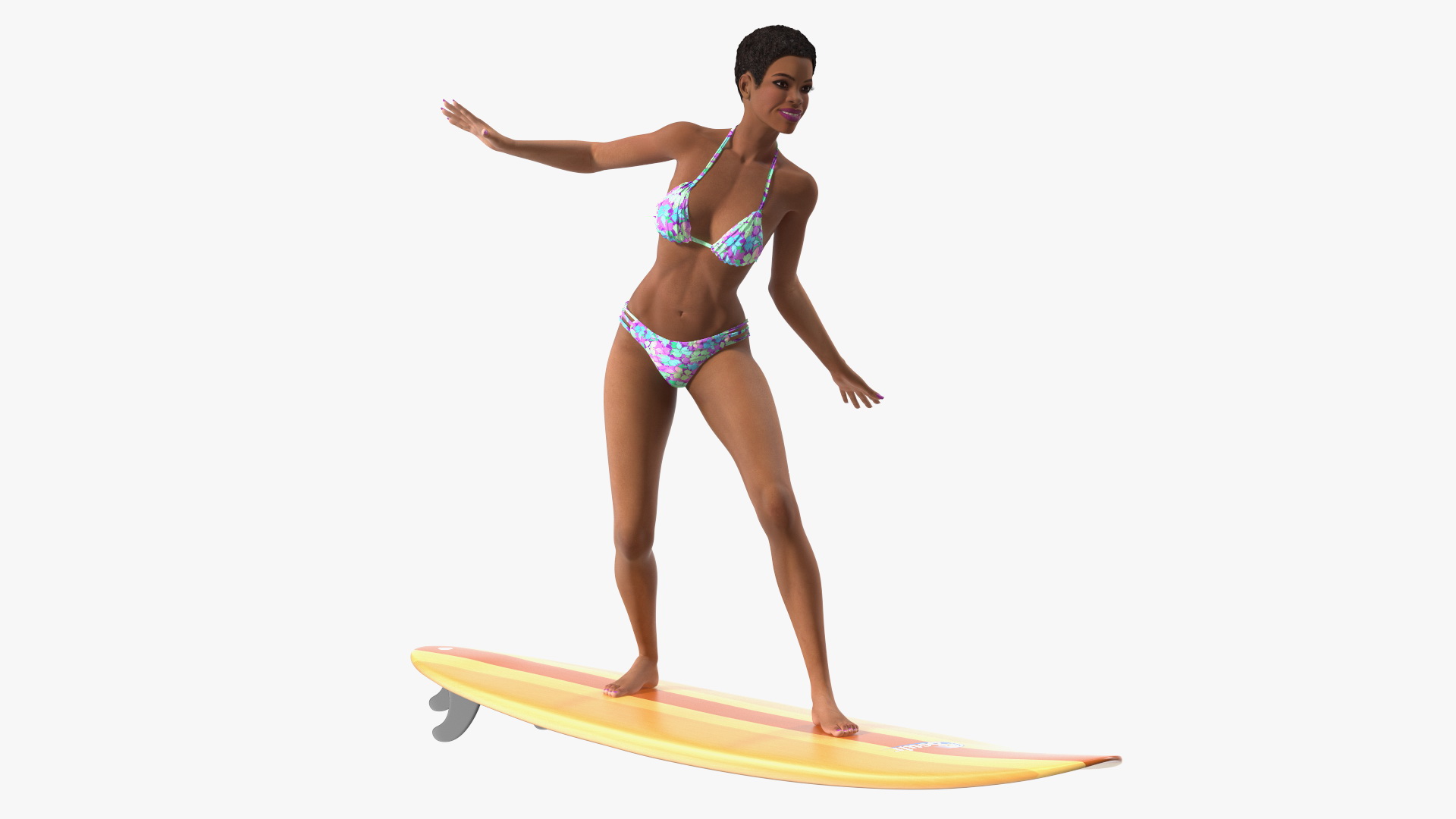 Black Woman On Surfboard 3D model