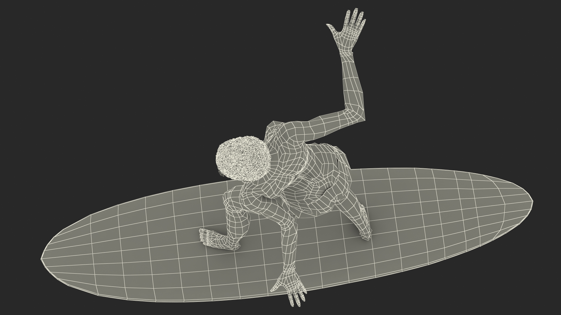 Black Woman On Surfboard 3D model