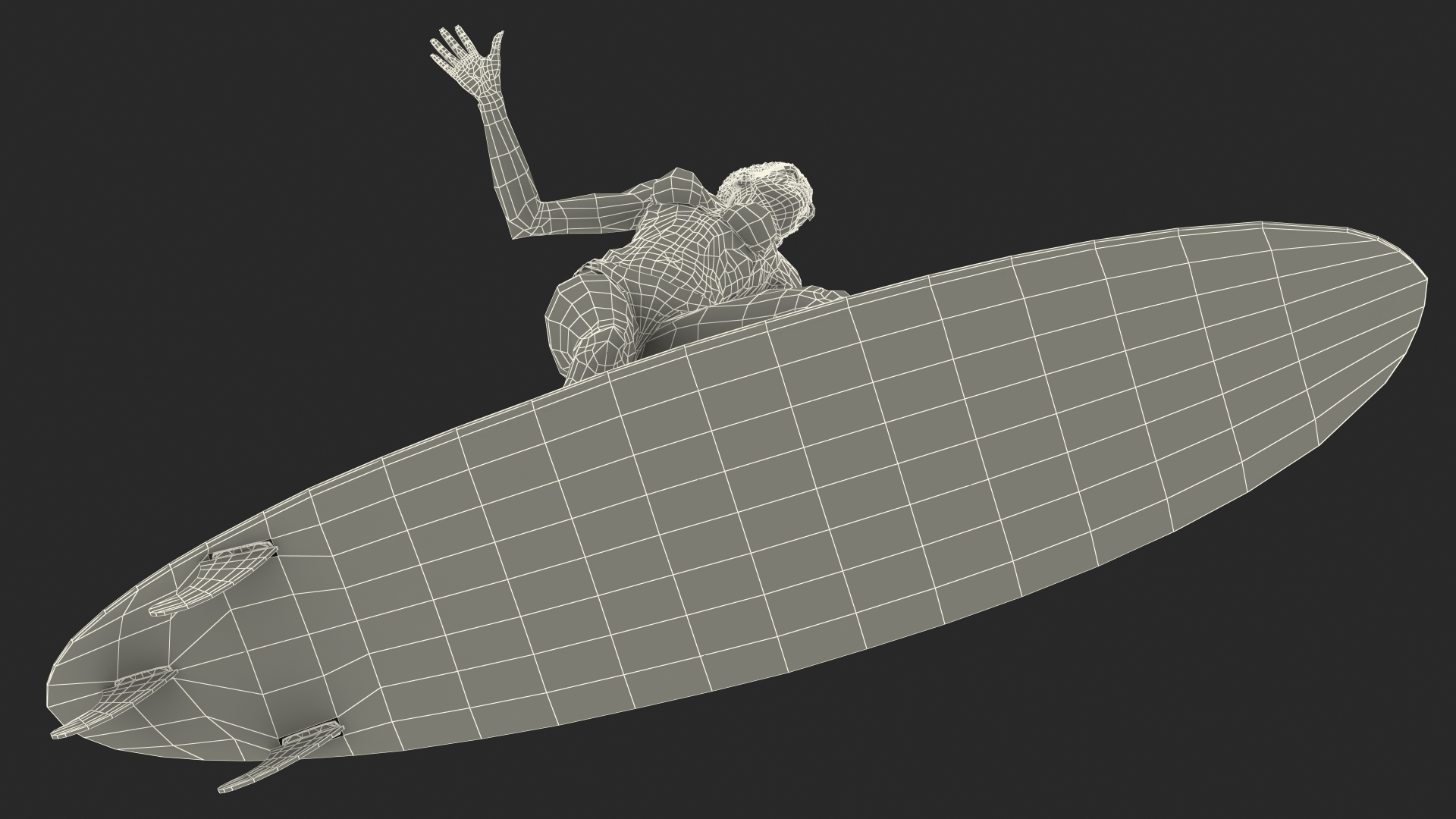 Black Woman On Surfboard 3D model