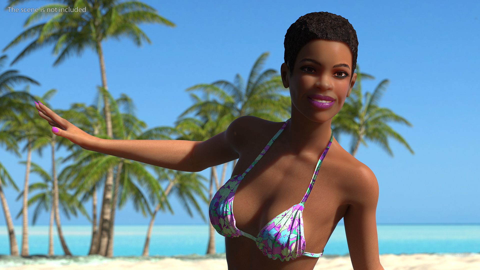 Black Woman On Surfboard 3D model