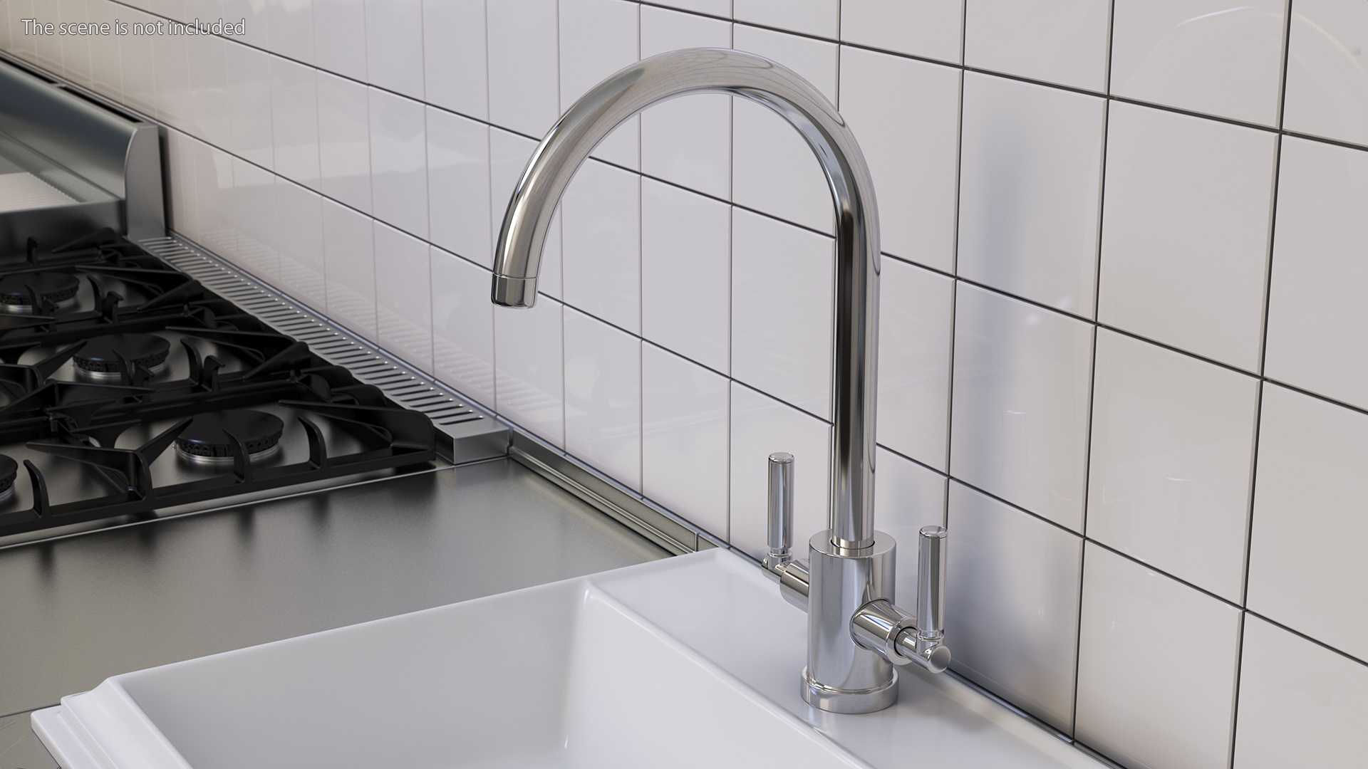 3D Monobloc Kitchen Mixer Tap Chrome model