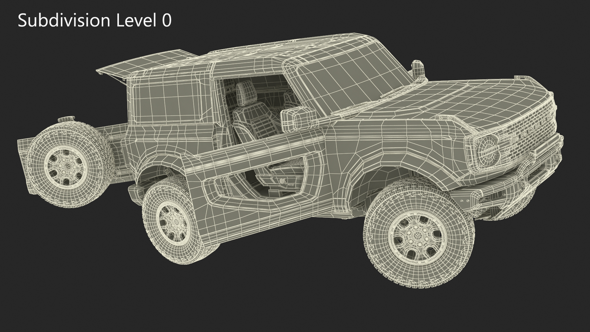 3D Ford Bronco Two Door Yellow 4X4 Rigged model