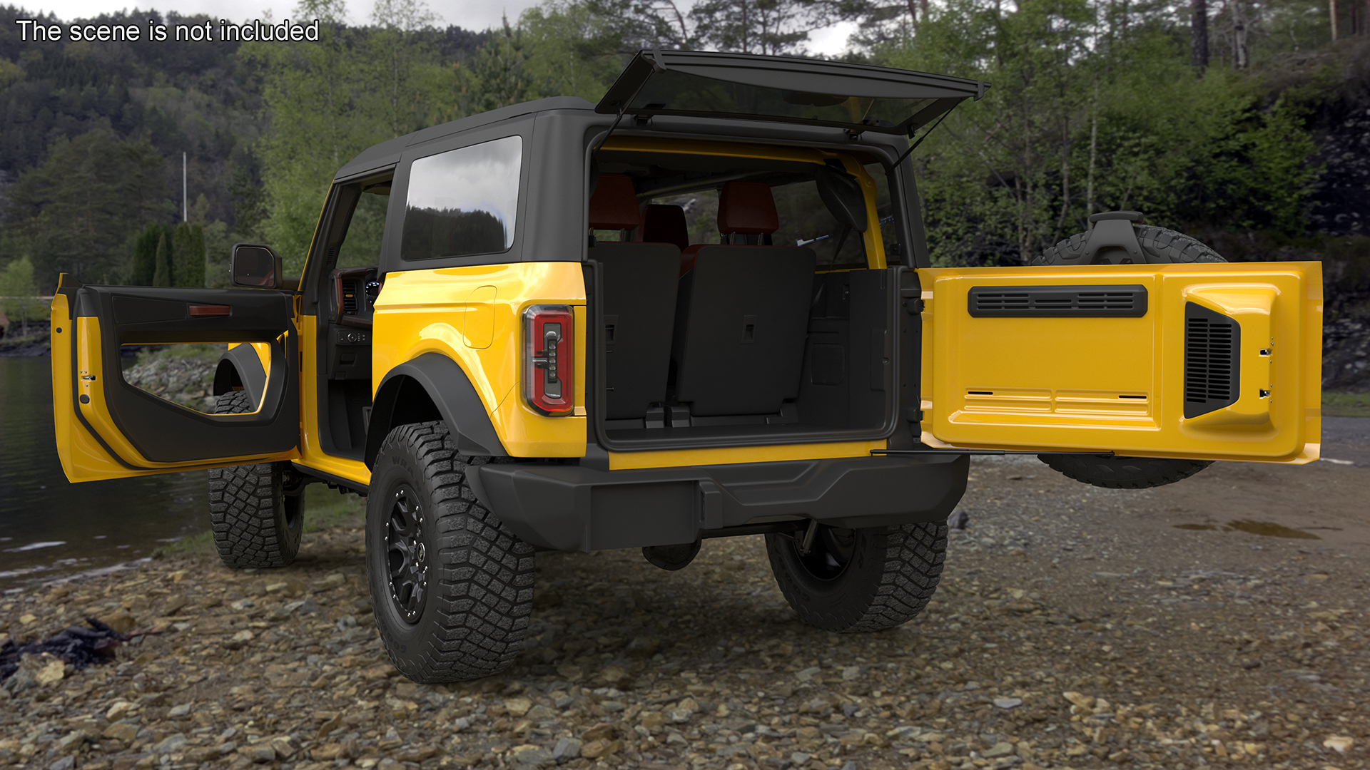 3D Ford Bronco Two Door Yellow 4X4 Rigged model