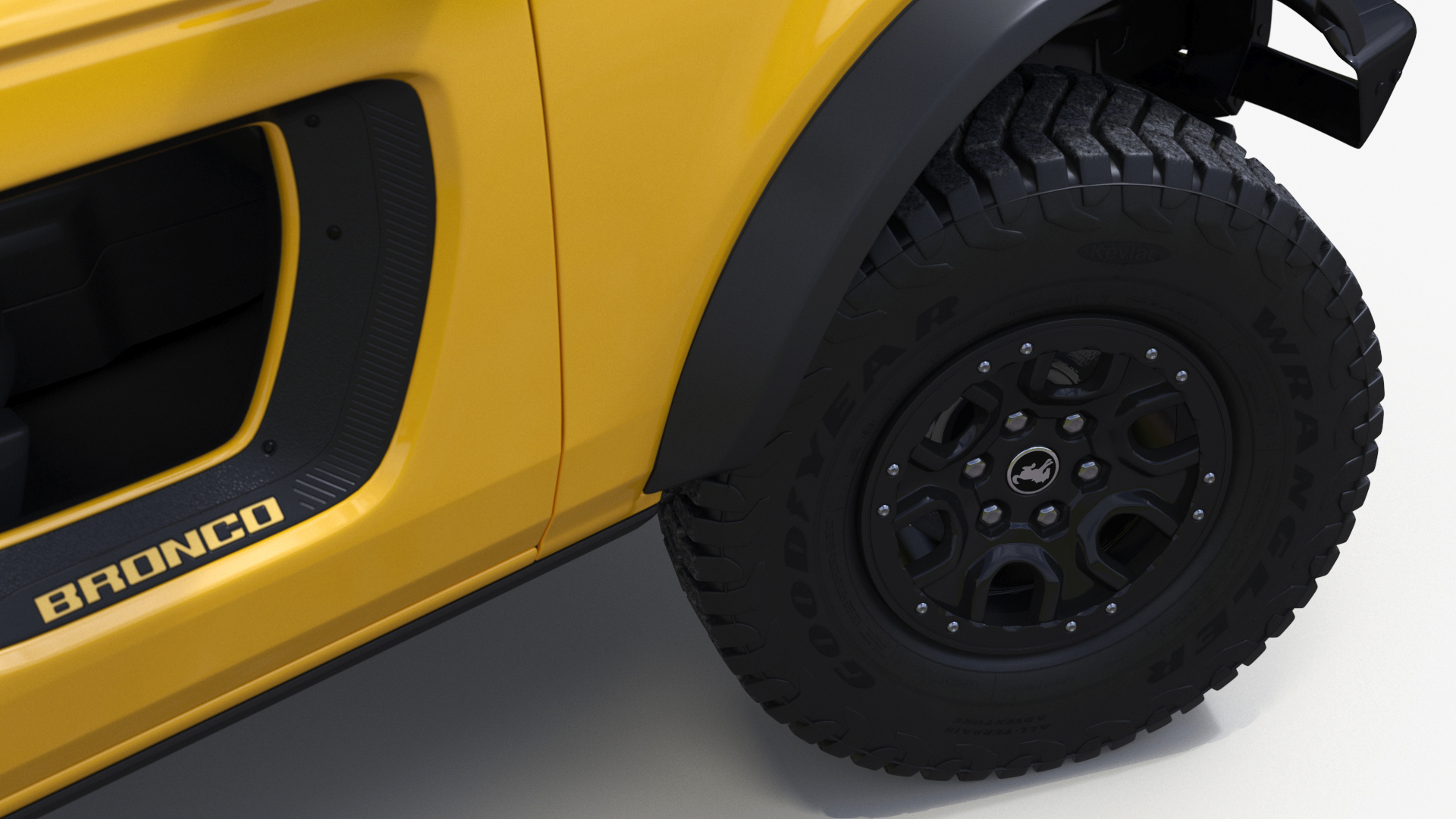 3D Ford Bronco Two Door Yellow 4X4 Rigged model