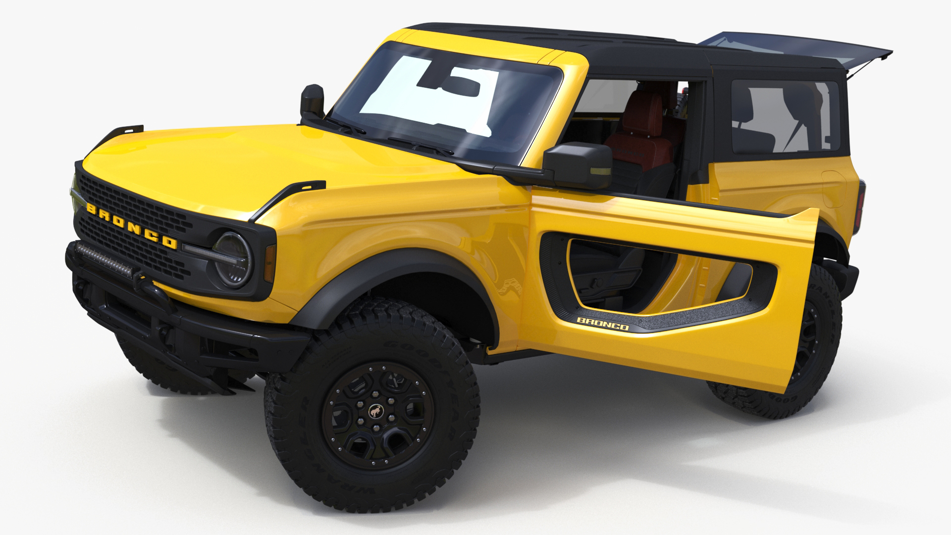 3D Ford Bronco Two Door Yellow 4X4 Rigged model