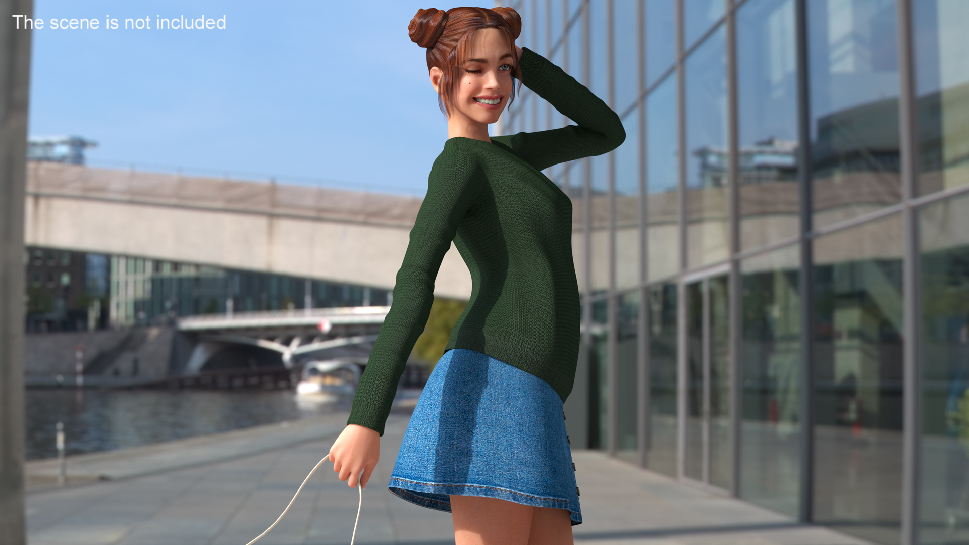 3D Happy European Woman in Casual Clothes model