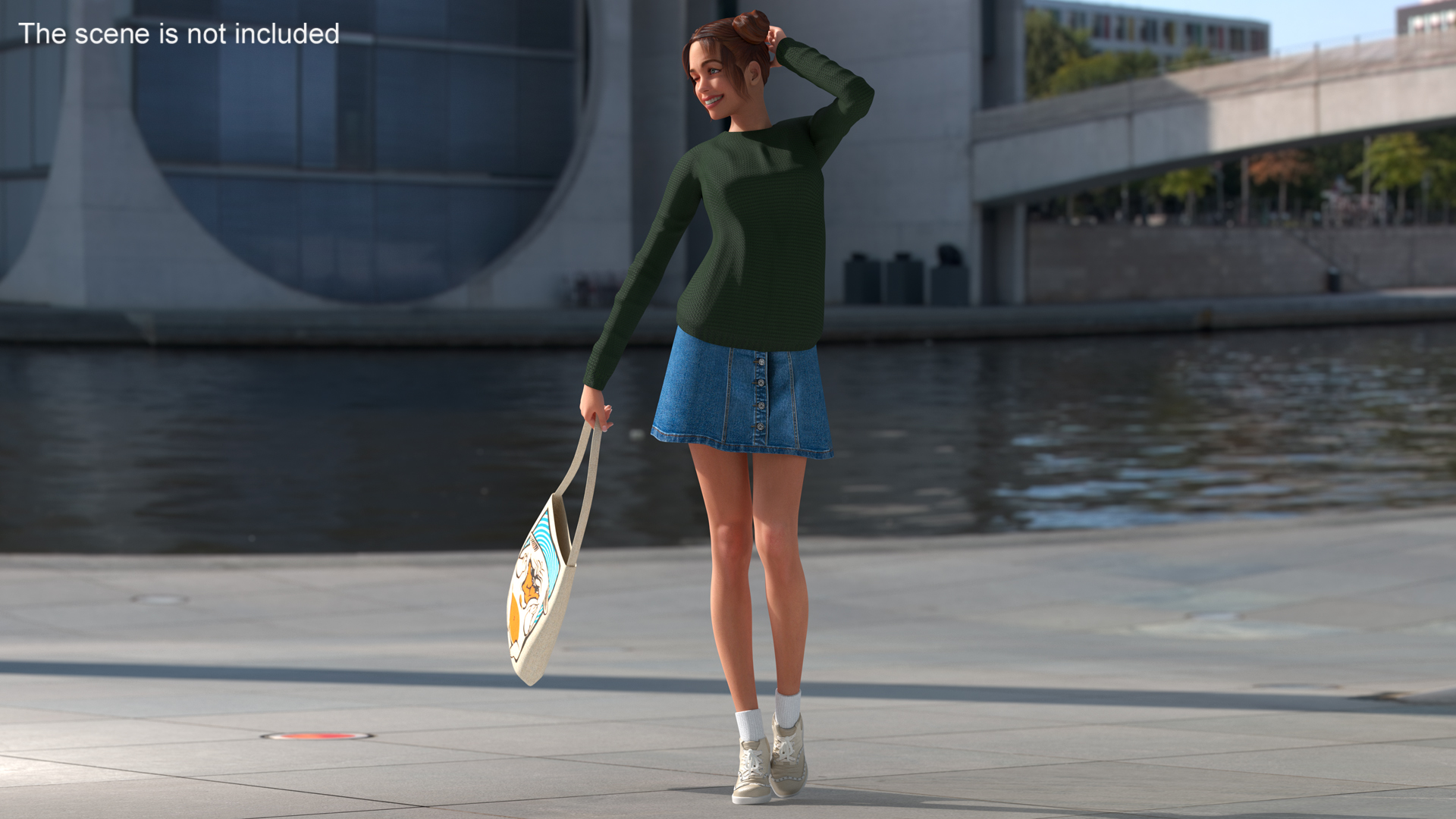 3D Happy European Woman in Casual Clothes model