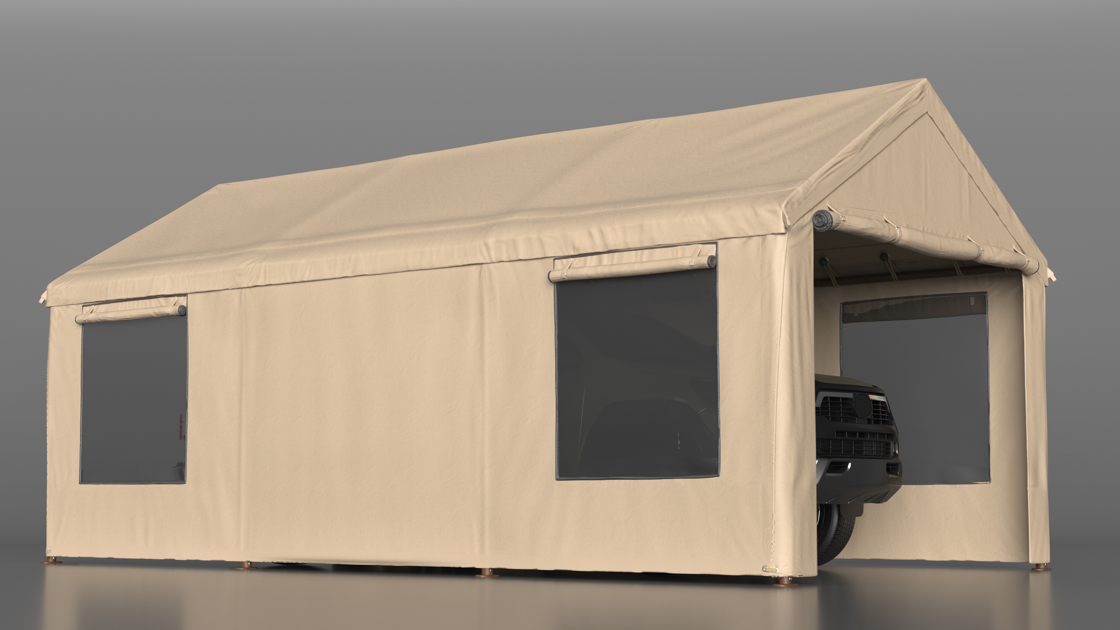 3D model Pickup Under a Beige Tent