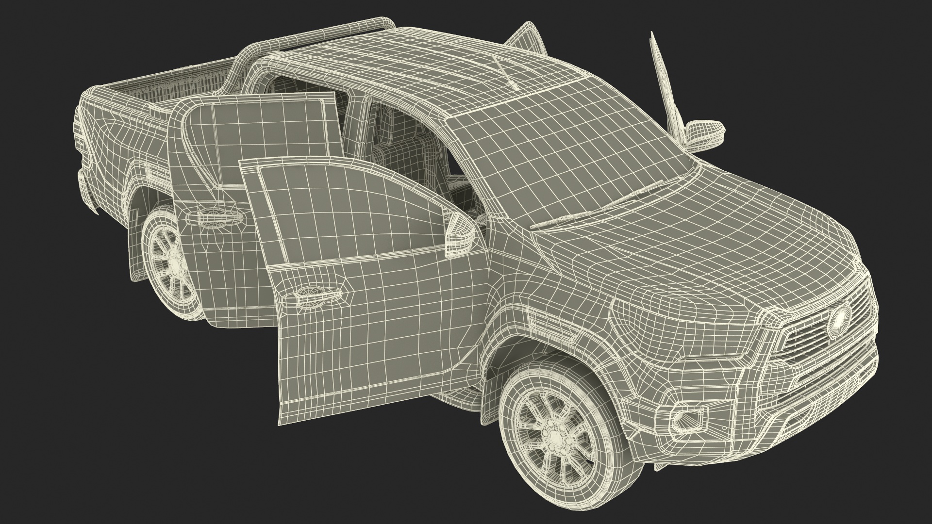 3D model Pickup Under a Beige Tent