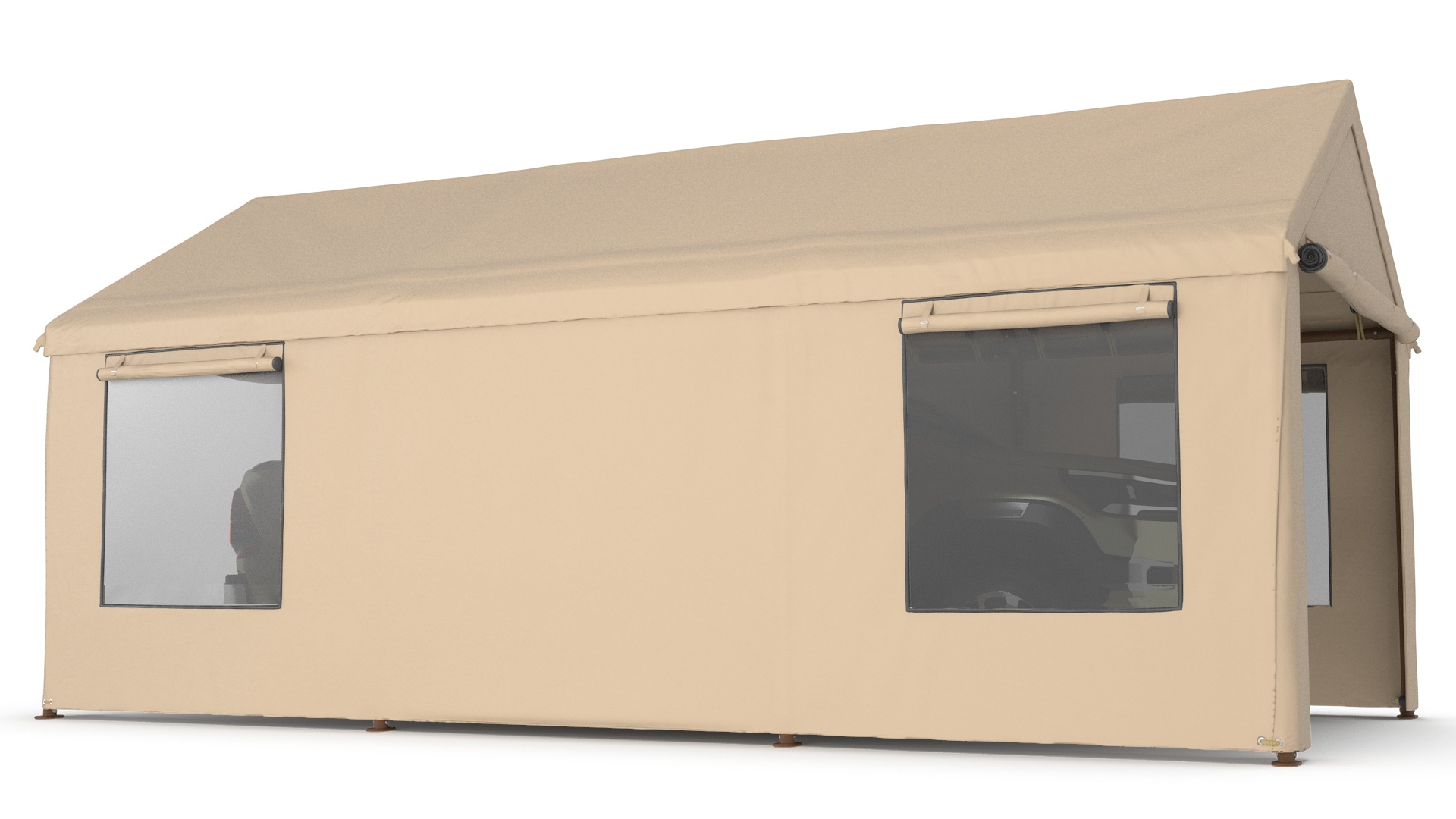 3D model Pickup Under a Beige Tent