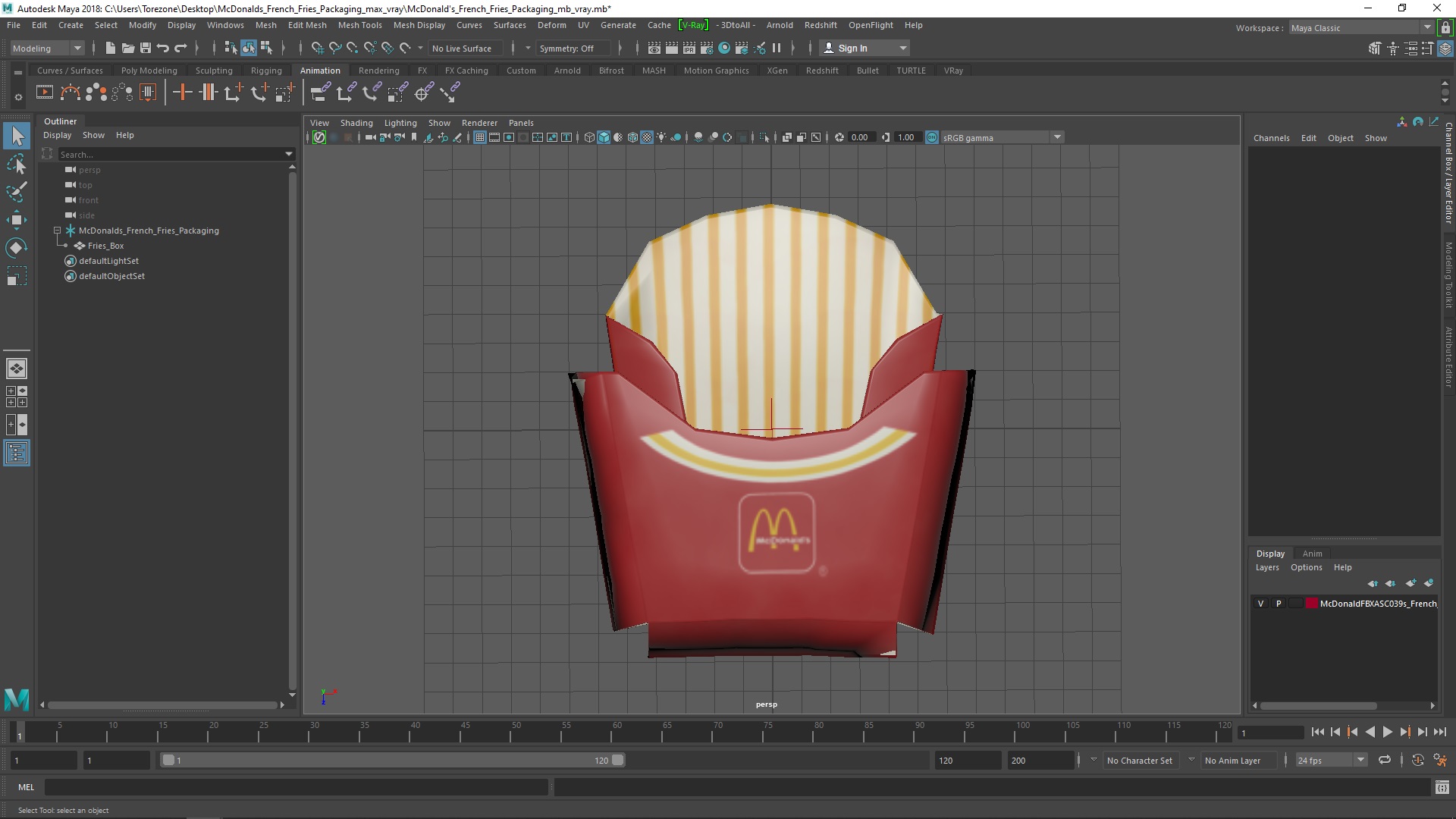 3D McDonald's French Fries Packaging model